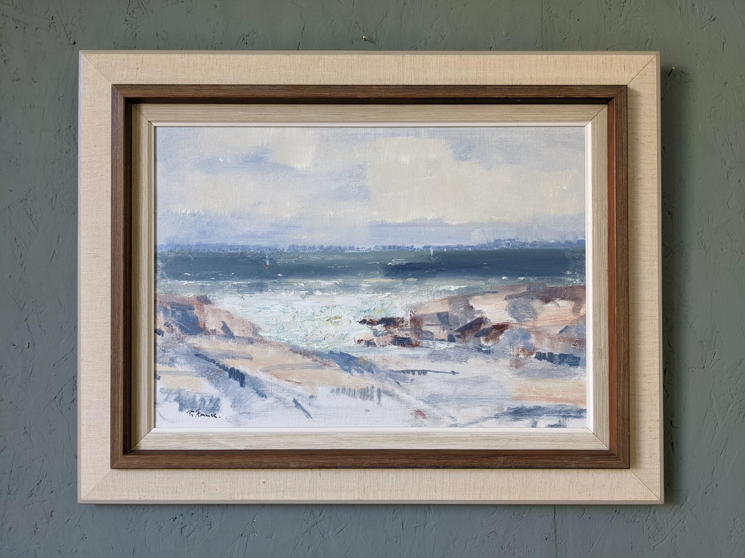 TIDE
Size: 49 x 63 cm (including frame)
Oil on Canvas

A restful and atmospheric mid-century modernist coastal scape painting, executed in oil onto canvas.

Painted in a semi-abstract manner, the artist has captured the beauty of the forces of