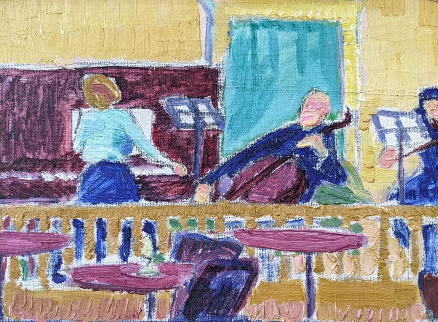 Vintage Mid-Century Swedish Framed Figurative Oil Painting - The Ensemble 2