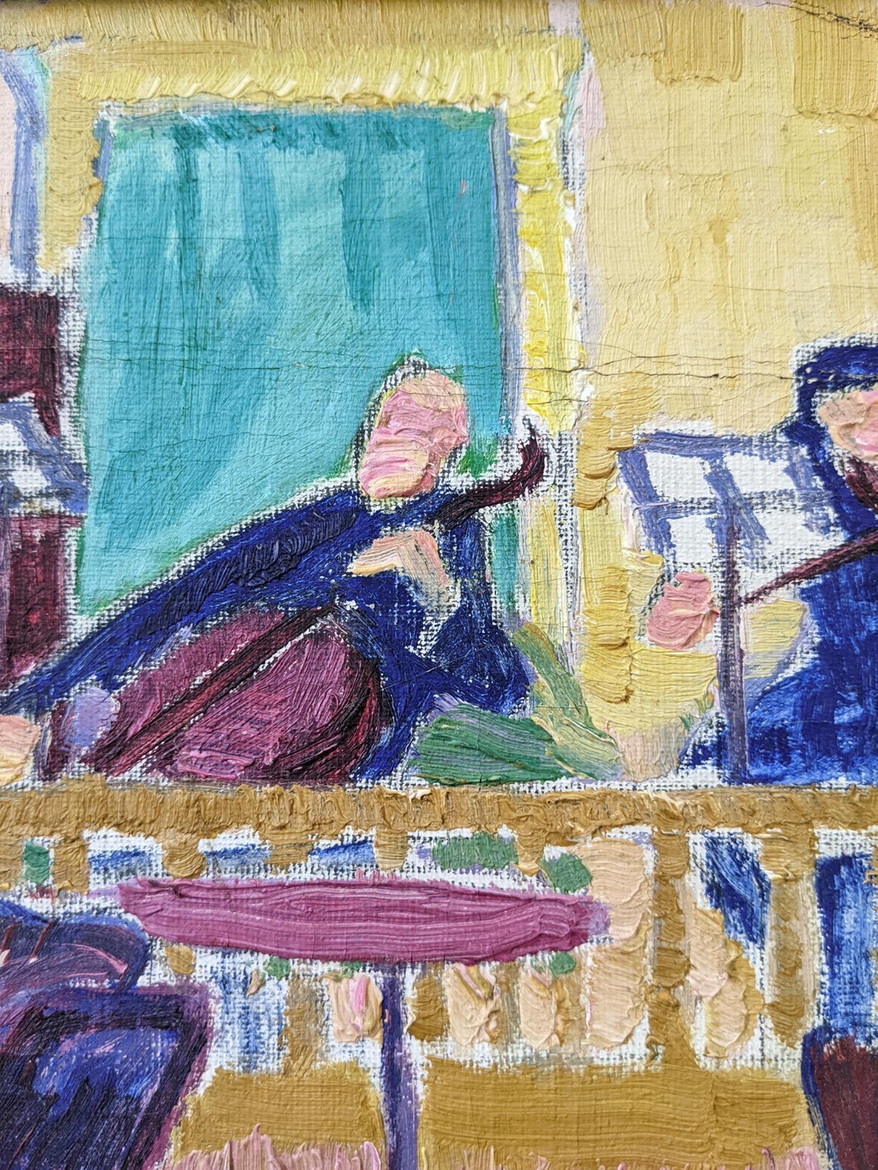 Vintage Mid-Century Swedish Framed Figurative Oil Painting - The Ensemble 4
