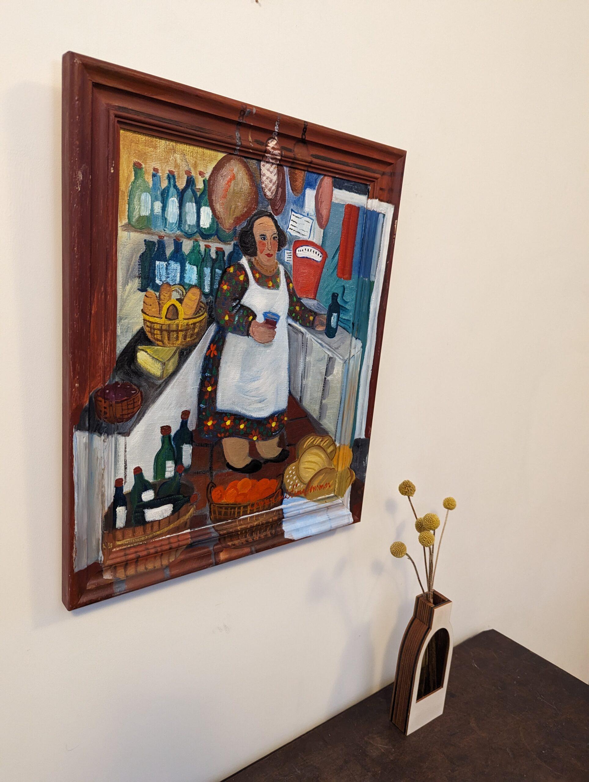 Vintage Mid-Century Swedish Framed Figurative Oil Painting - The Store For Sale 1