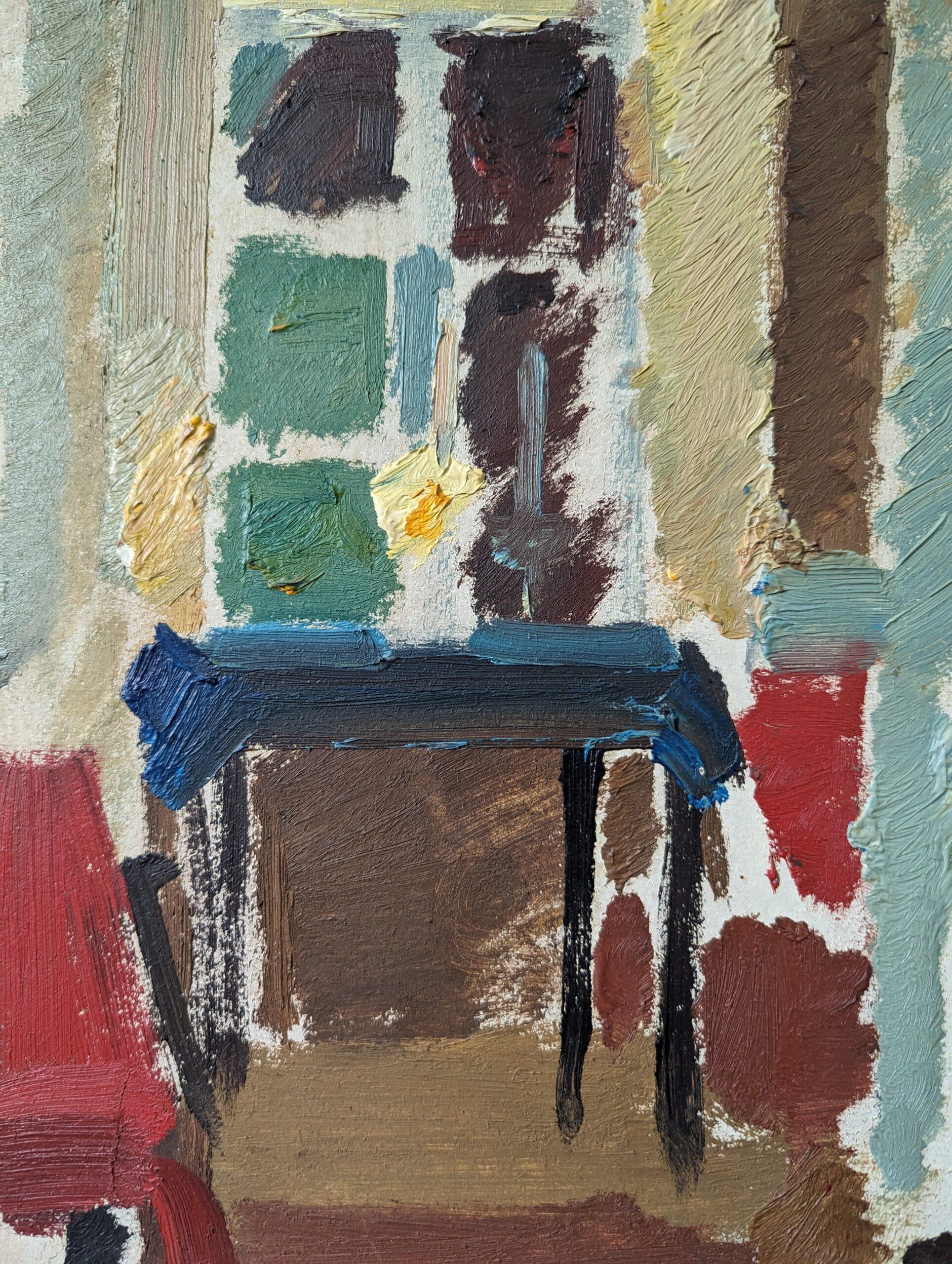 Vintage Mid-Century Swedish Framed Interior Oil Painting - Home Time (I) 4