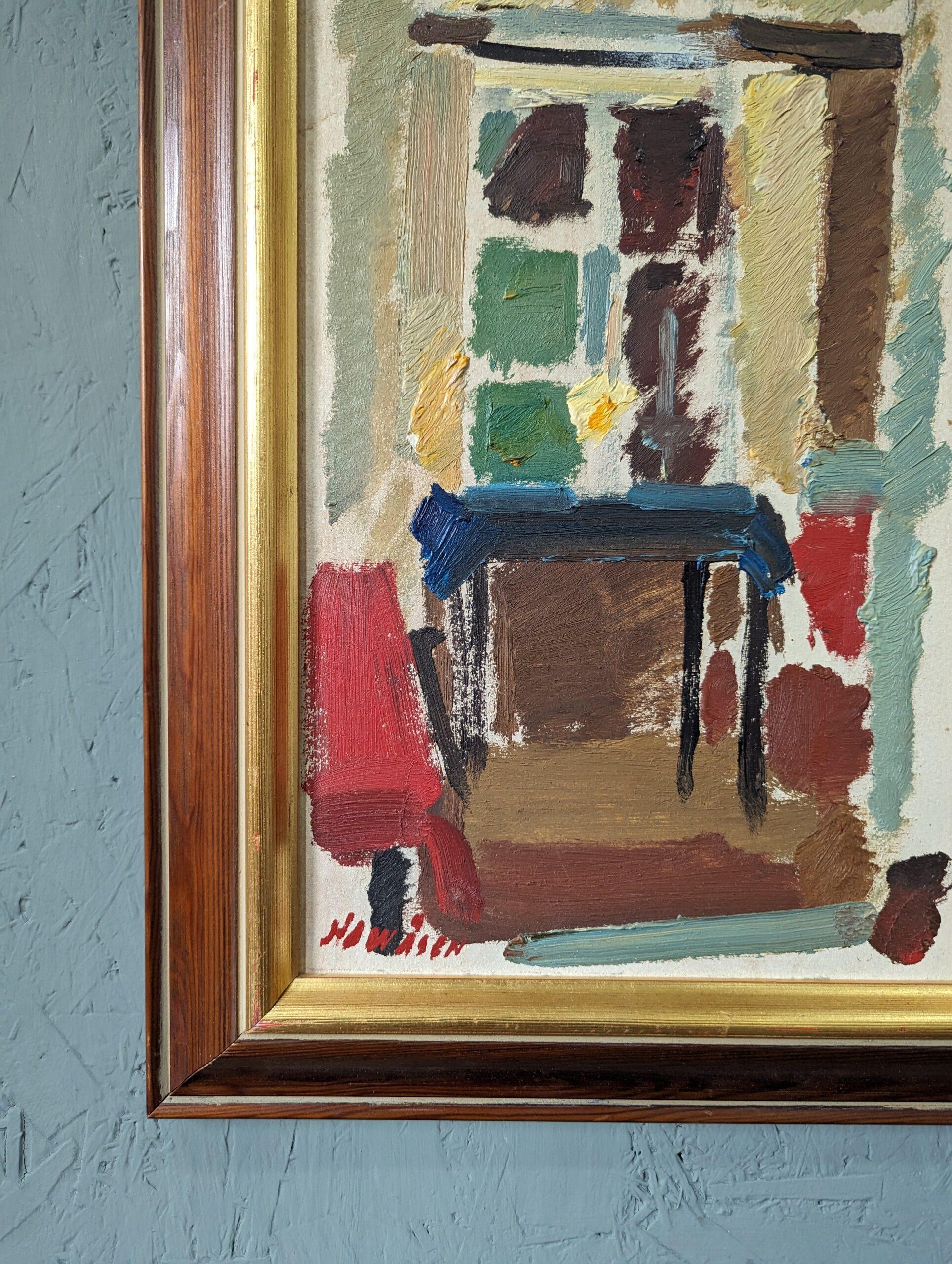 Vintage Mid-Century Swedish Framed Interior Oil Painting - Home Time (I) 5