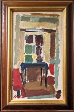 Vintage Mid-Century Swedish Framed Interior Oil Painting - Home Time (I)