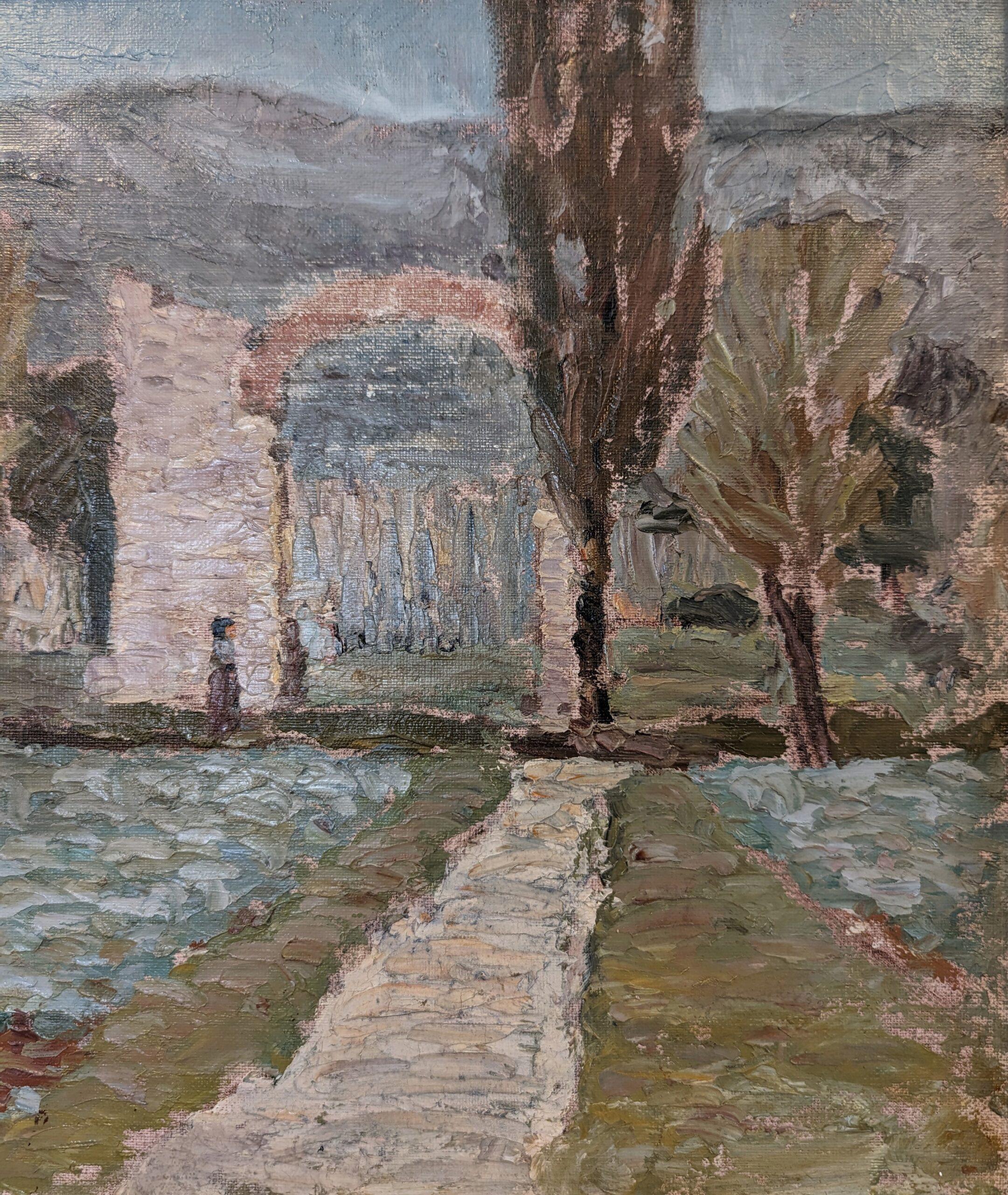 Vintage Mid-Century Swedish Framed Landscape Oil Painting - Italian Valley For Sale 3