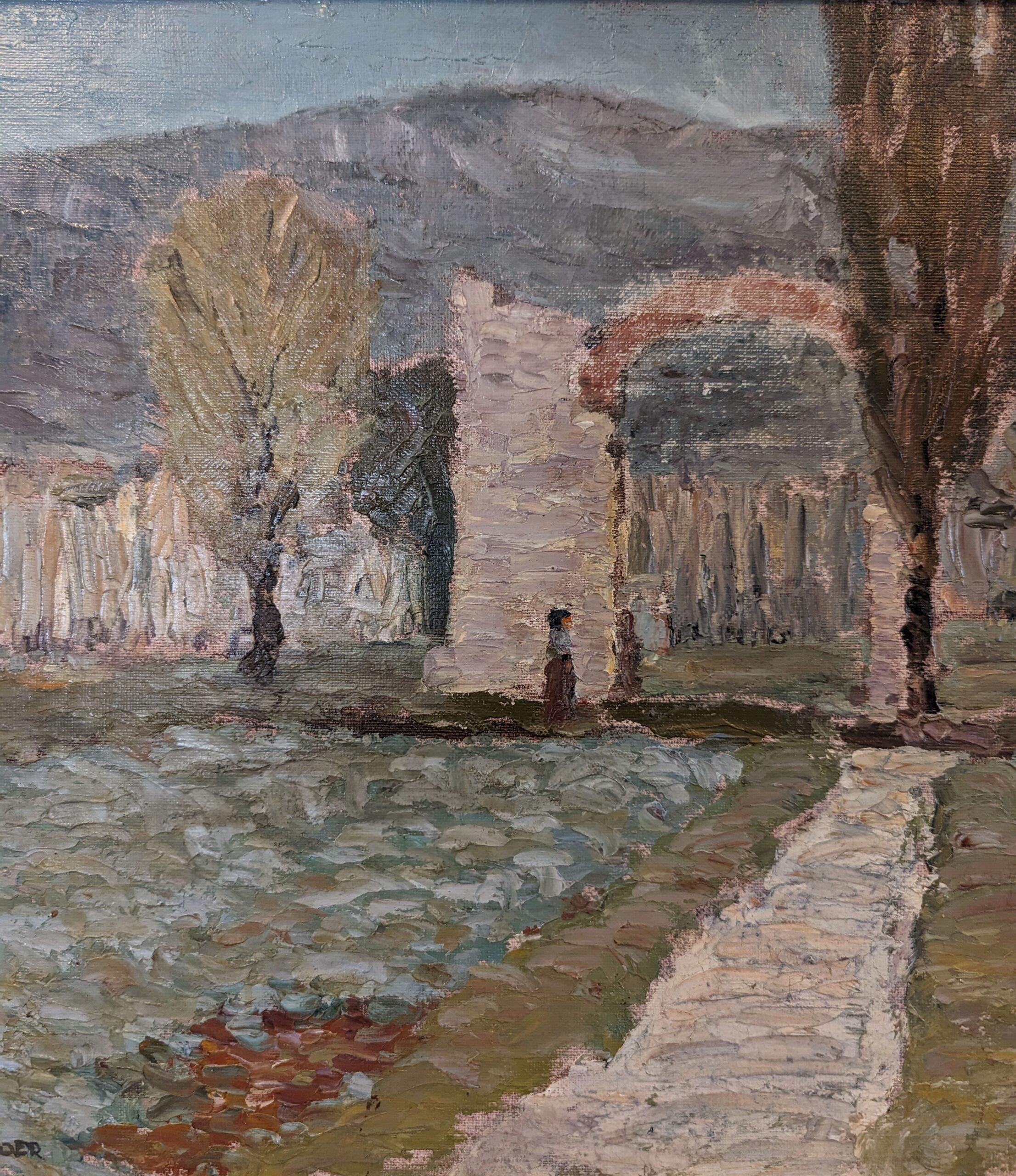 Vintage Mid-Century Swedish Framed Landscape Oil Painting - Italian Valley For Sale 4