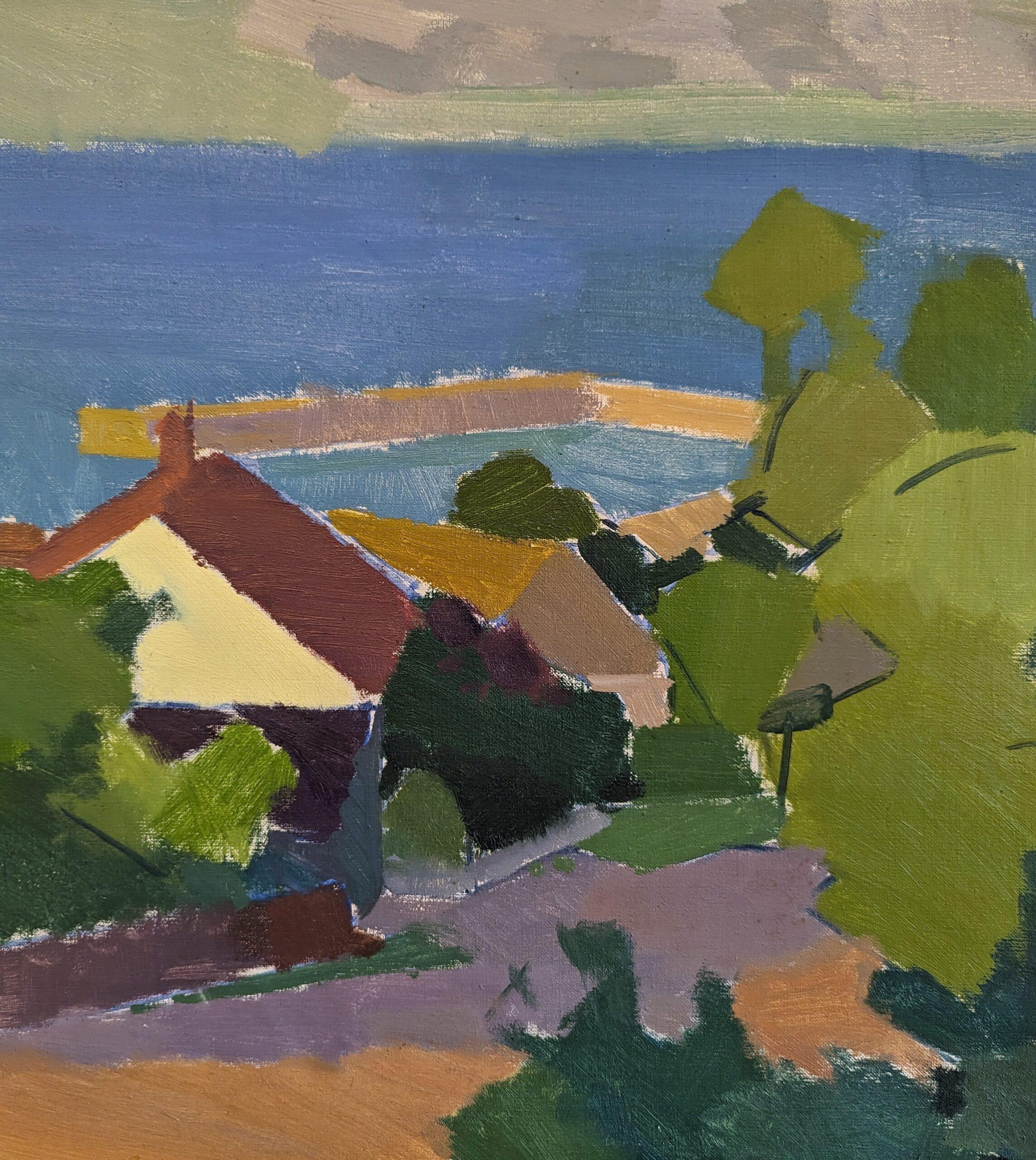 Vintage Mid-Century Swedish Framed Landscape Oil Painting - Late Afternoon Coast 8