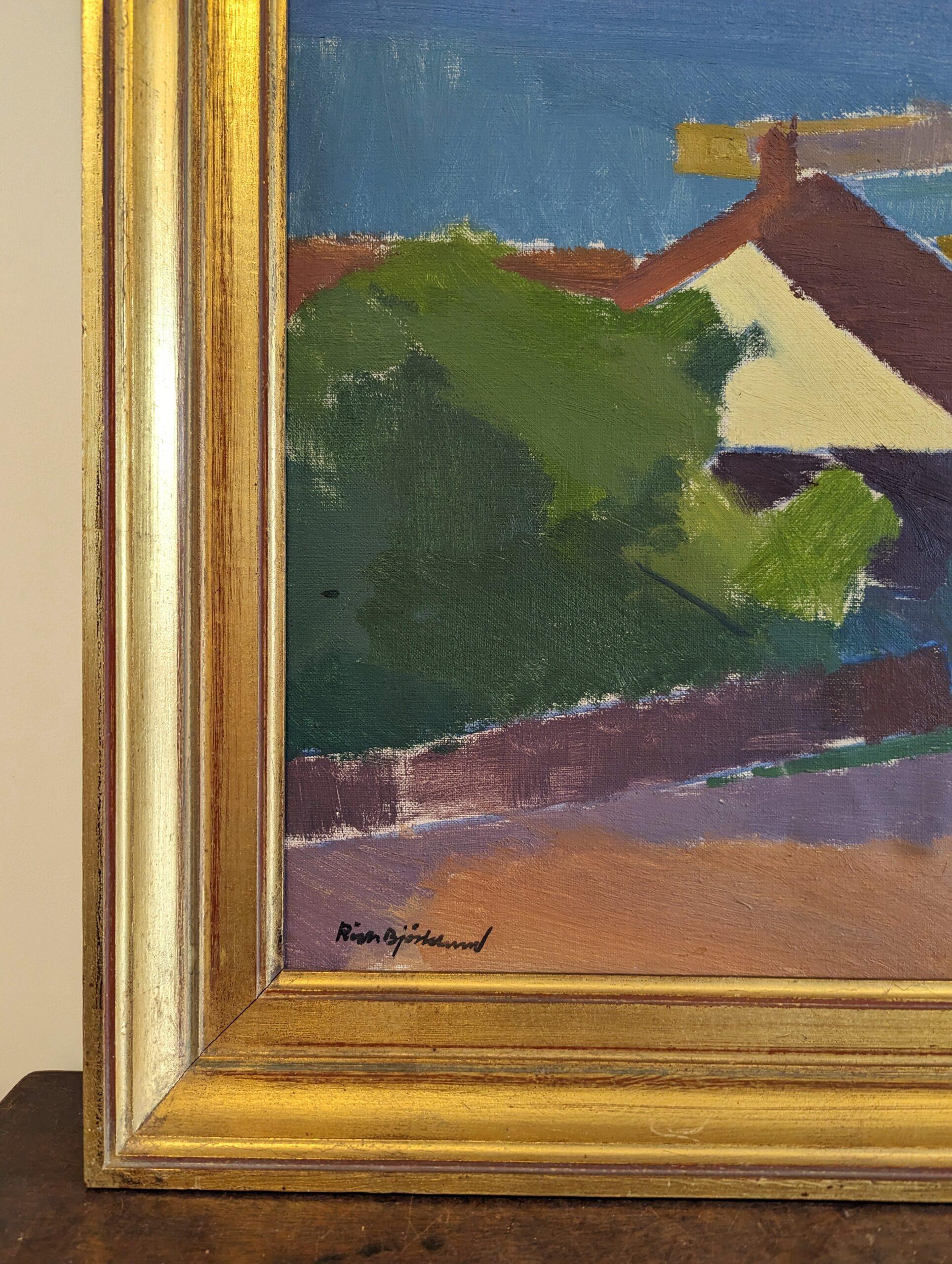 Vintage Mid-Century Swedish Framed Landscape Oil Painting - Late Afternoon Coast 9