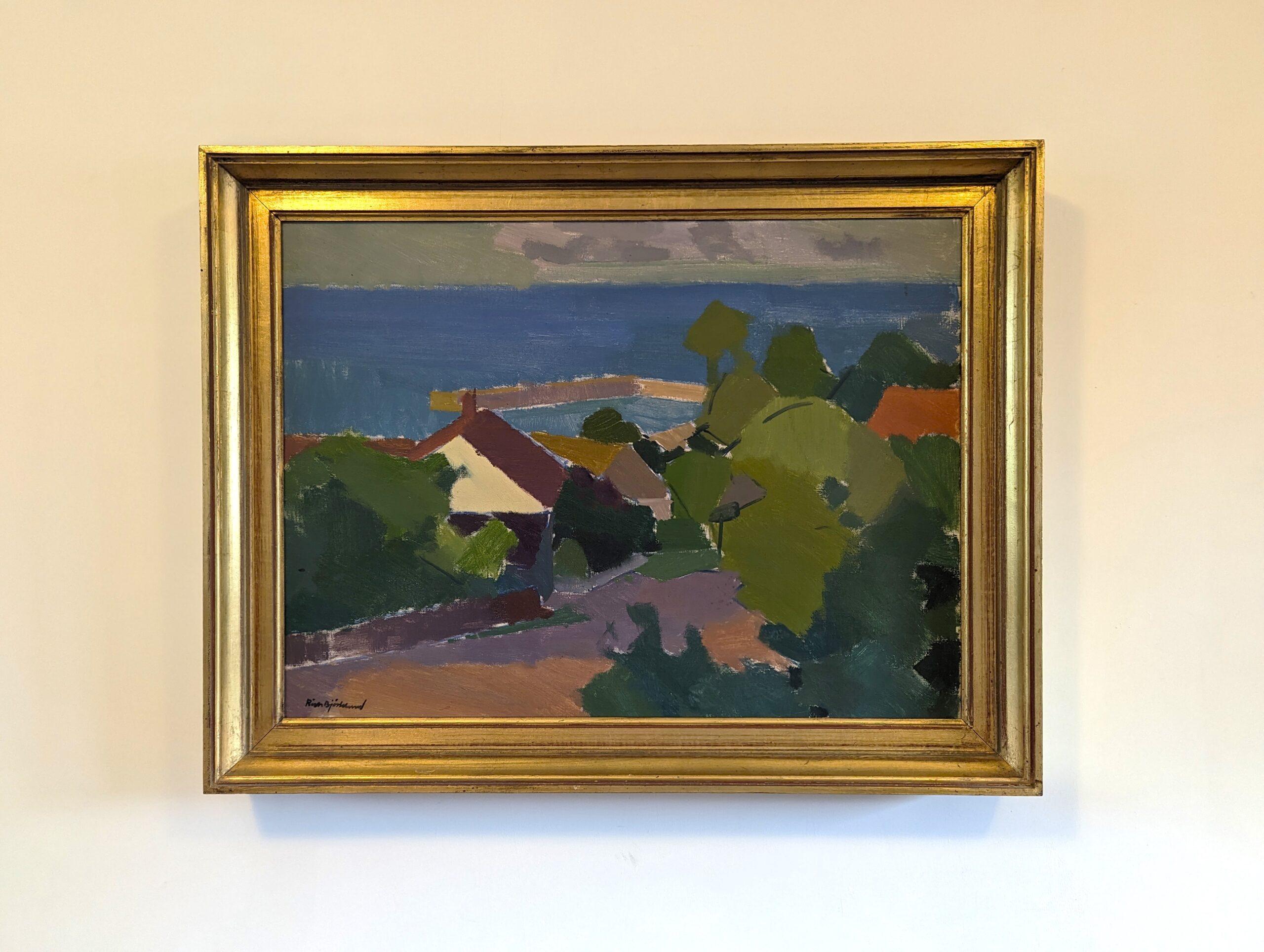 Vintage Mid-Century Swedish Framed Landscape Oil Painting - Late Afternoon Coast 3