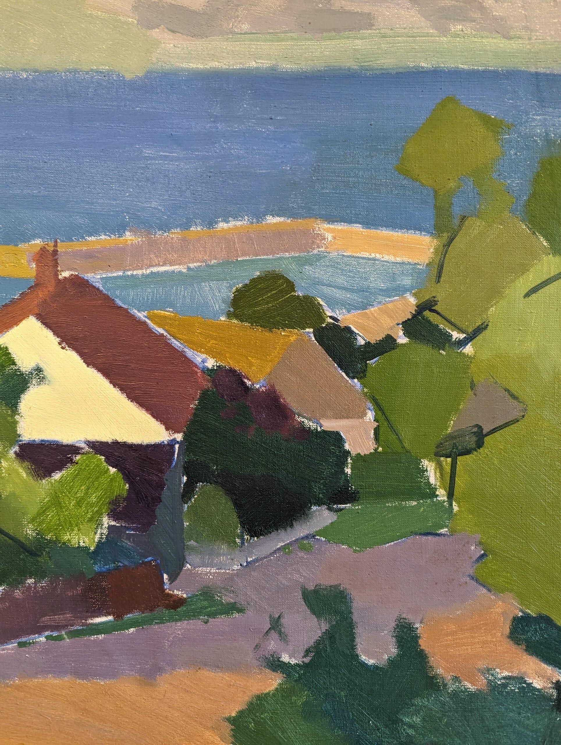 Vintage Mid-Century Swedish Framed Landscape Oil Painting - Late Afternoon Coast 4