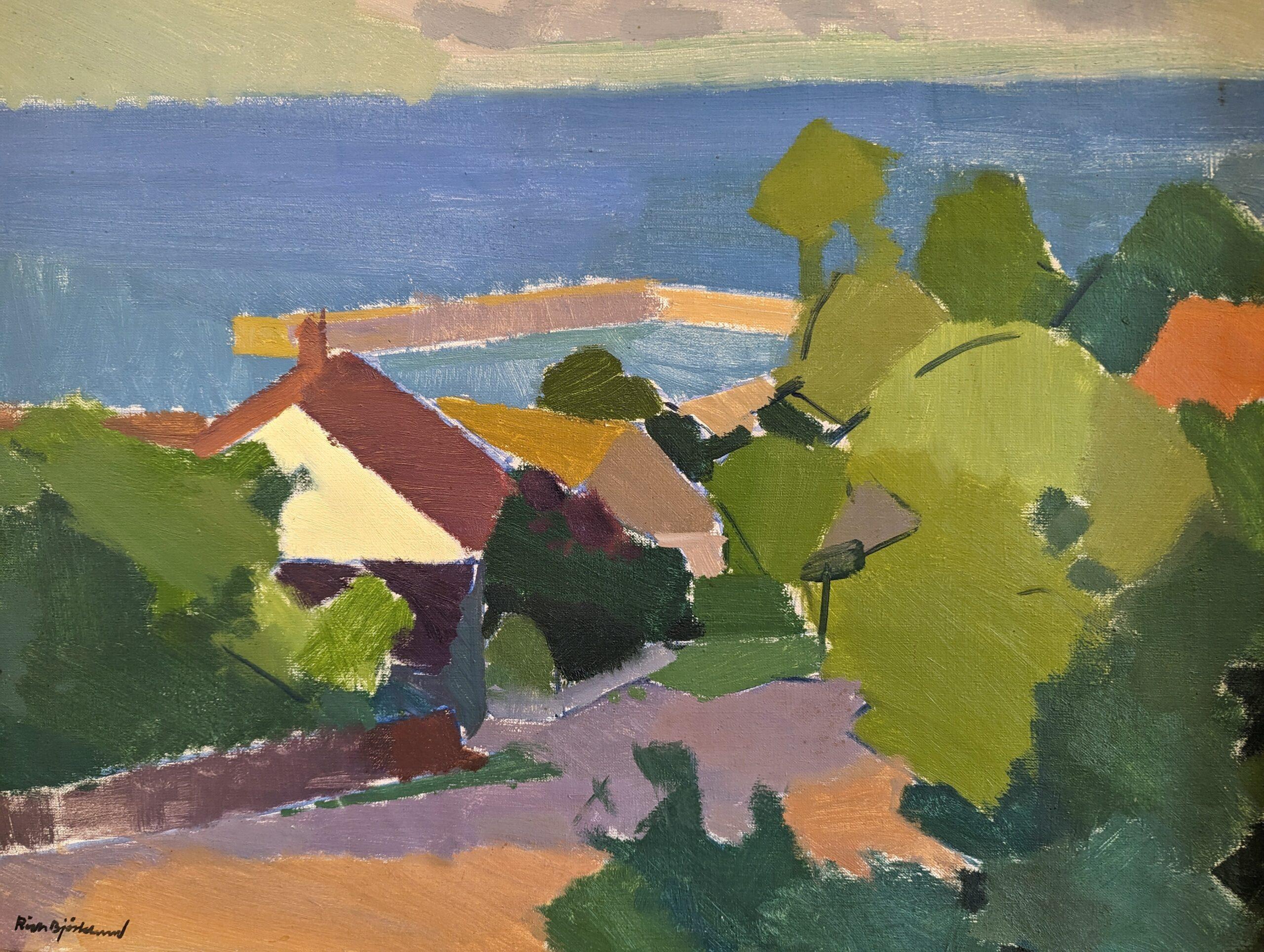 Vintage Mid-Century Swedish Framed Landscape Oil Painting - Late Afternoon Coast 5