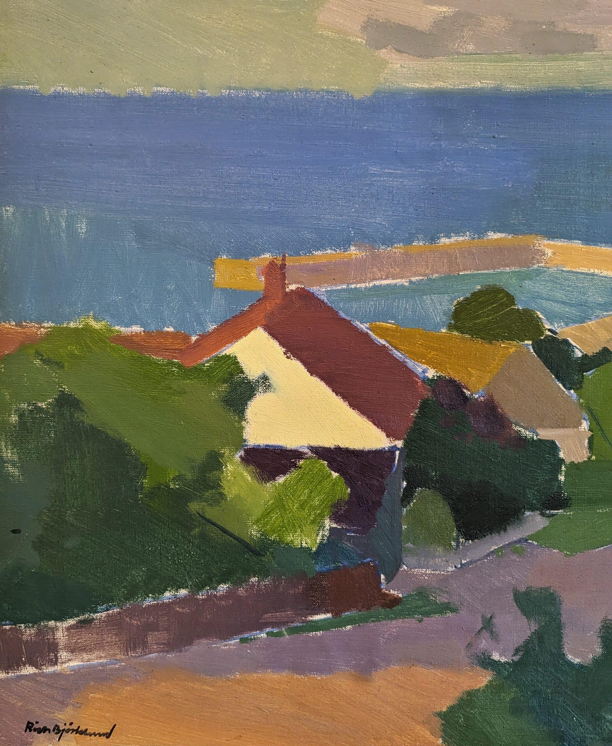Vintage Mid-Century Swedish Framed Landscape Oil Painting - Late Afternoon Coast 7