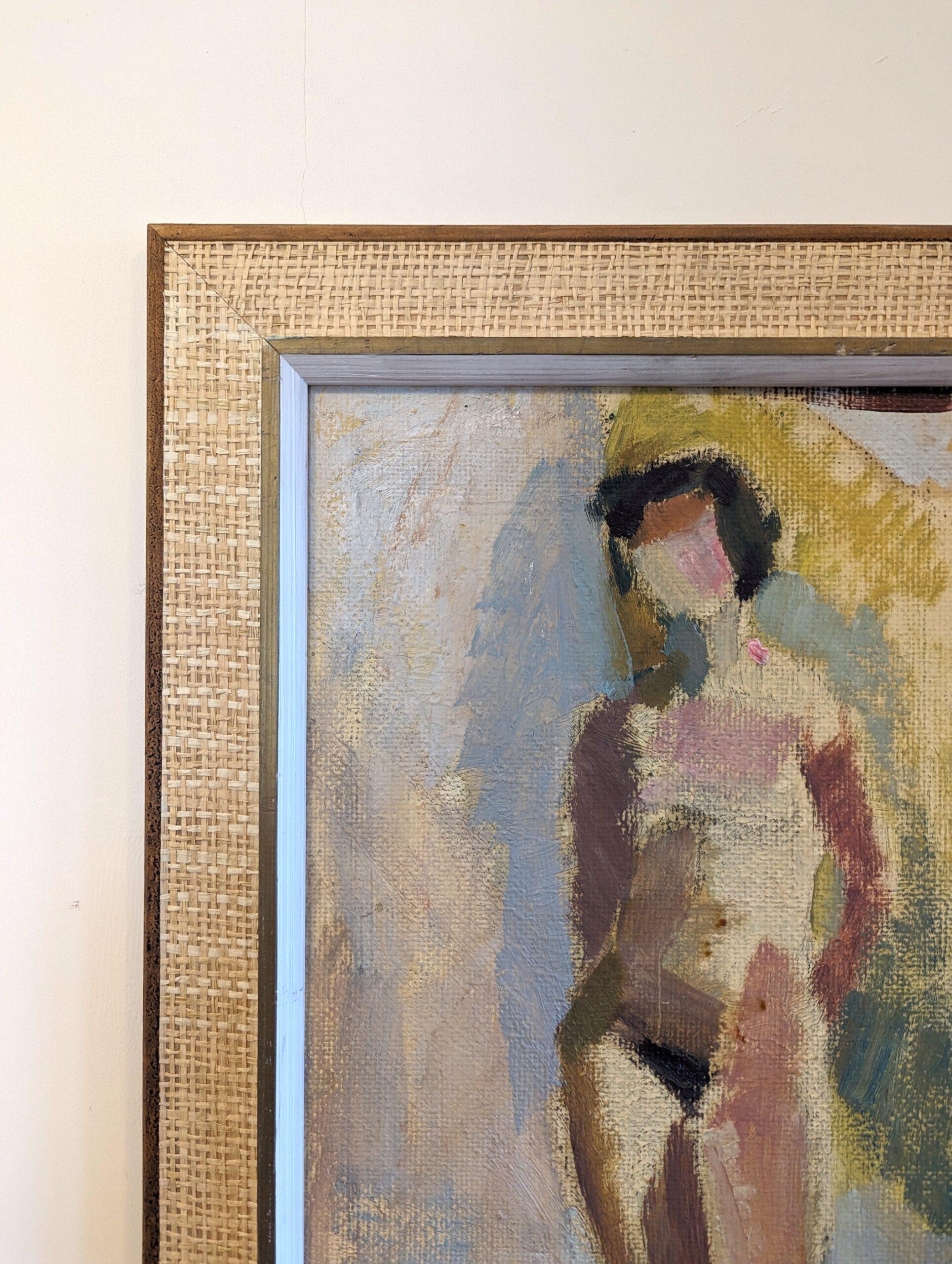 Vintage Mid-Century Swedish Framed Nude Figurative Oil Painting - Helene 1961 For Sale 6
