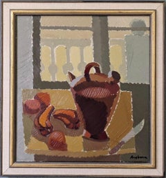 Vintage Mid-Century Swedish Framed Oil Painting - Still Life by the Window