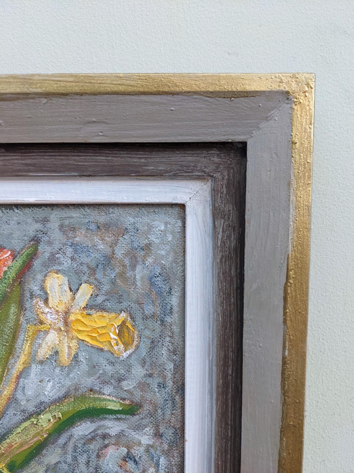 Quadro ad olio con cornice svedese della metà del secolo scorso - Natura morta con tulipani 2