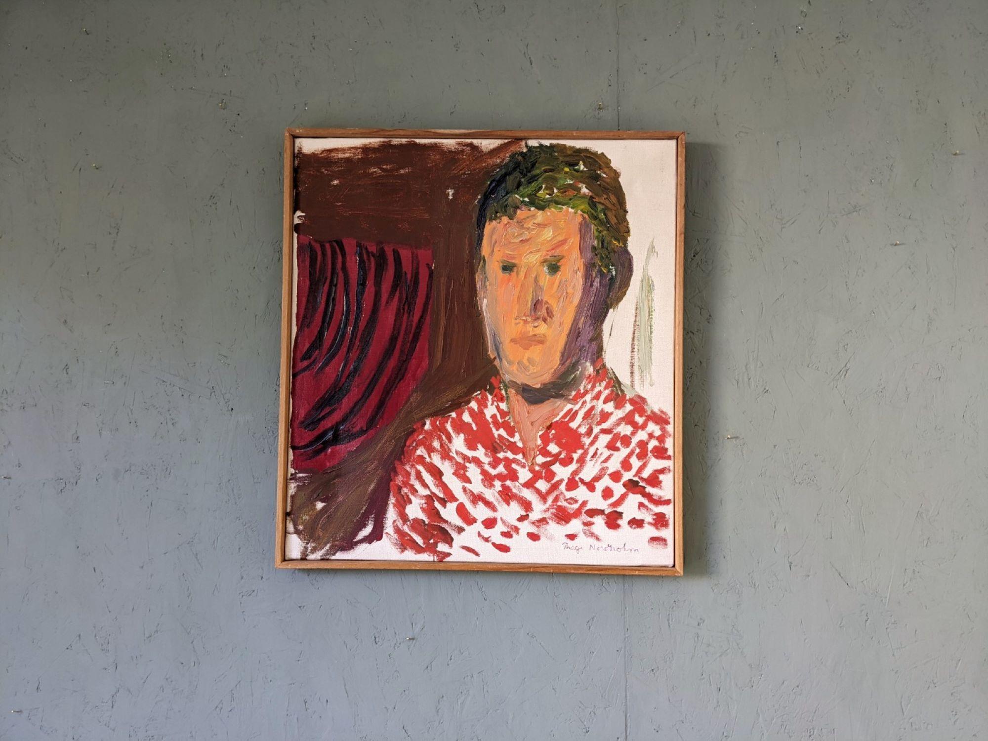 Portrait suédois vintage encadré du milieu du siècle dernier, peinture à l'huile - Paul en vente 1