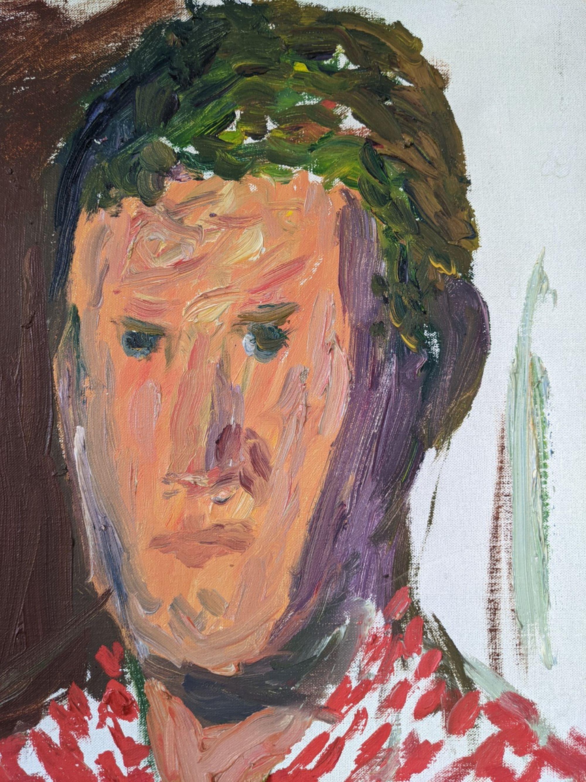 Portrait suédois vintage encadré du milieu du siècle dernier, peinture à l'huile - Paul en vente 4