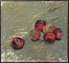Vintage Mid-Century Swedish Framed Still Life Oil Painting - Red Apples
