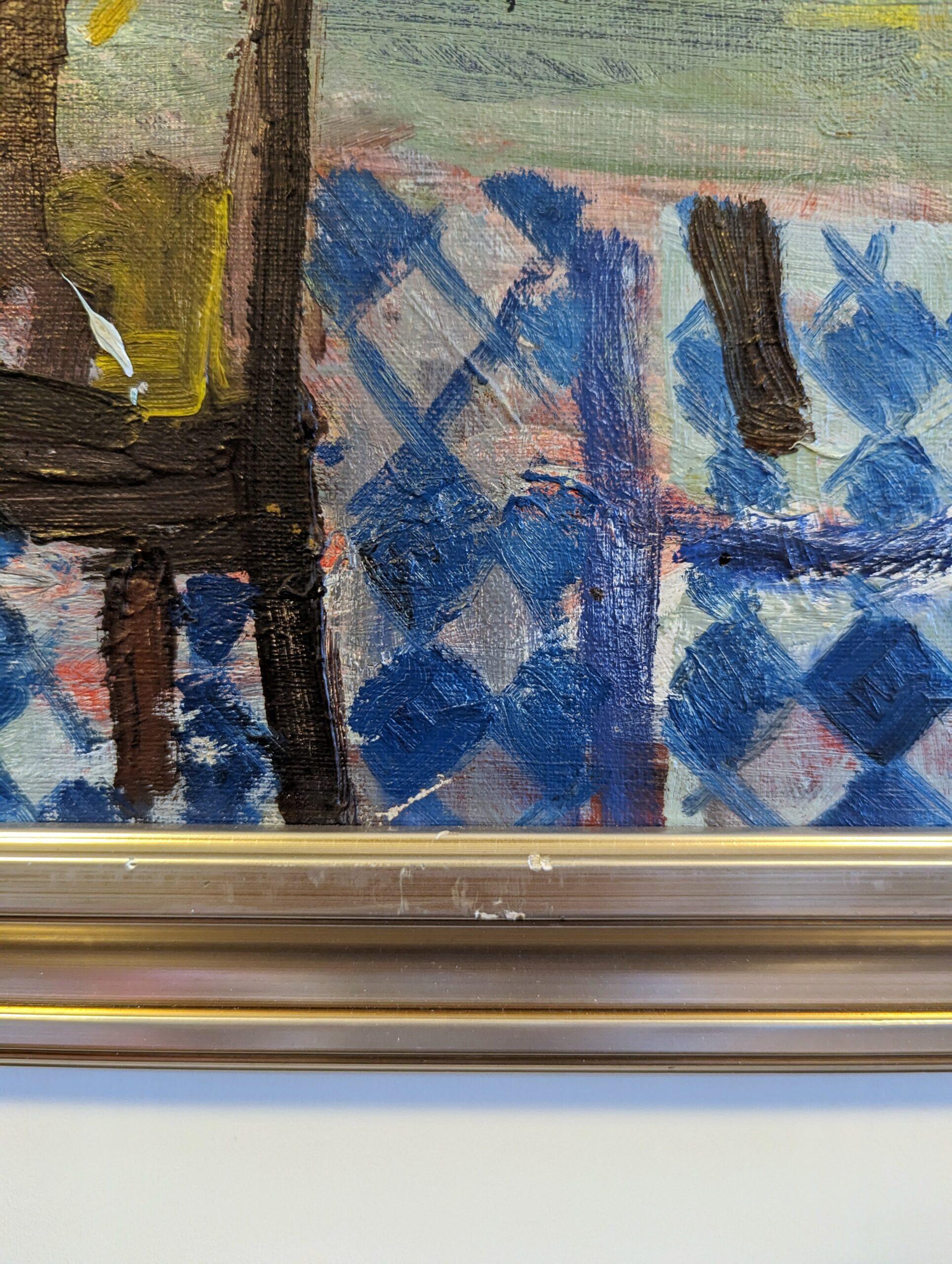 Quadro ad olio con cornice della natura morta svedese della metà del secolo scorso - Il tavolo da cucina 9