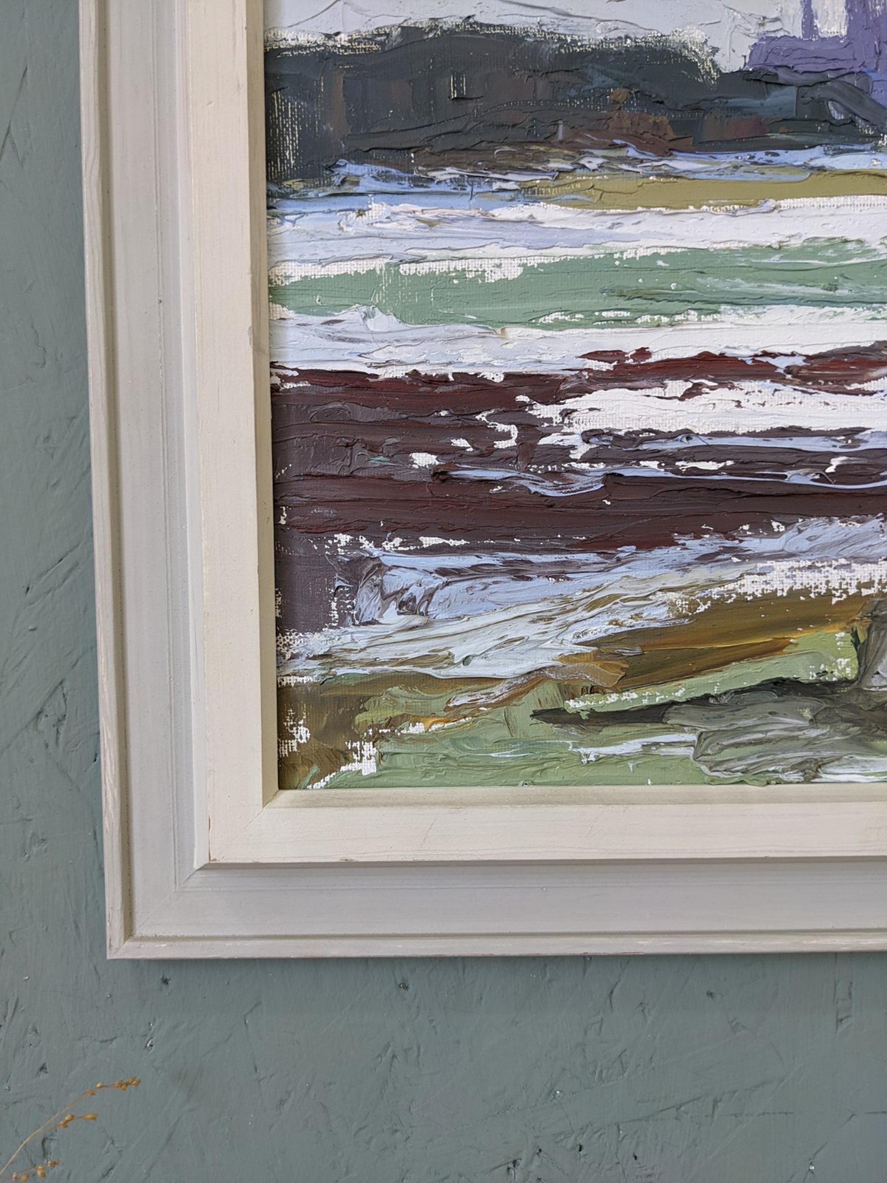 Vintage Mid-Century Swedish Landscape Framed Oil Painting - Planes For Sale 7