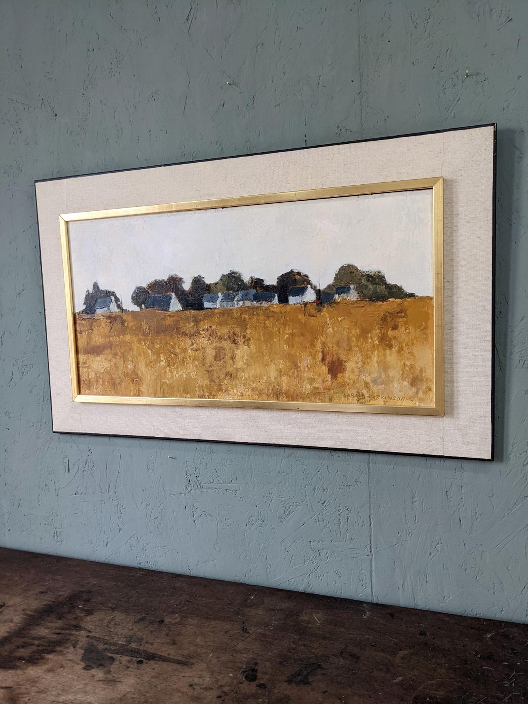 Vintage Mid-Century Swedish Landscape Oil Painting - Farm Houses 2