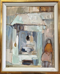 Vintage Mid-Century Swedish Modern Figurative Oil Painting - A Restful Moment