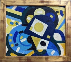 Vintage Mid-Century Swedish Modern Geometric Abstract Oil Painting - Puzzle