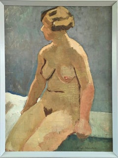 Peinture à l'huile suédoise vintage du milieu du siècle dernier, portrait nu encadré - Forme féminine