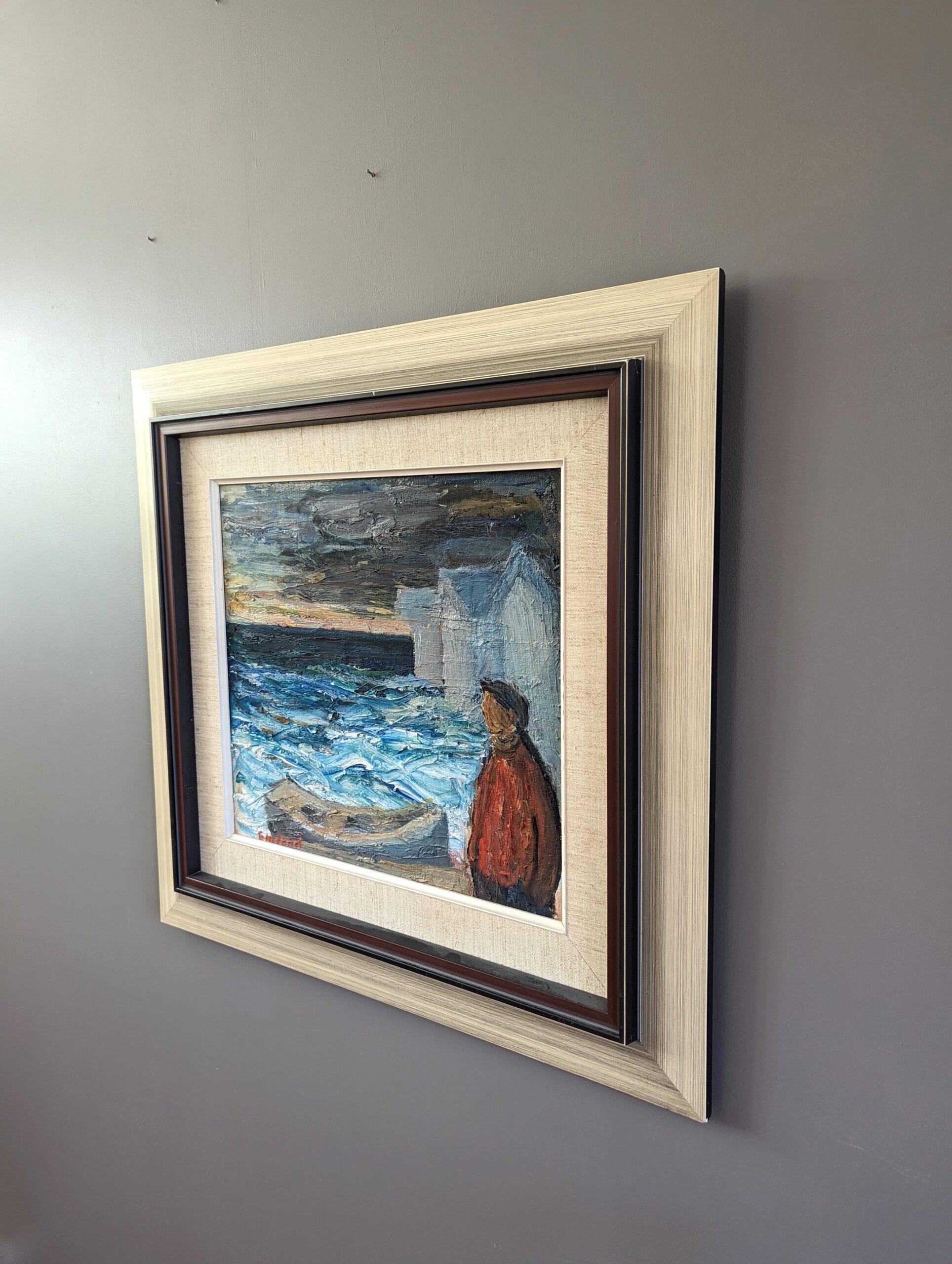 PENSIERI IN RIVA AL MARE
Dimensioni: 53 x 56 cm (cornice inclusa)
Olio su tela

Una composizione di paesaggi marini della metà del secolo scorso, espressiva e ben strutturata, dipinta a olio su tela.

Eseguita con colori ricchi e pennellate sicure,