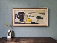 Vintage Mid-Century Swedish Still Life Framed Oil Painting - Lemon & Jug