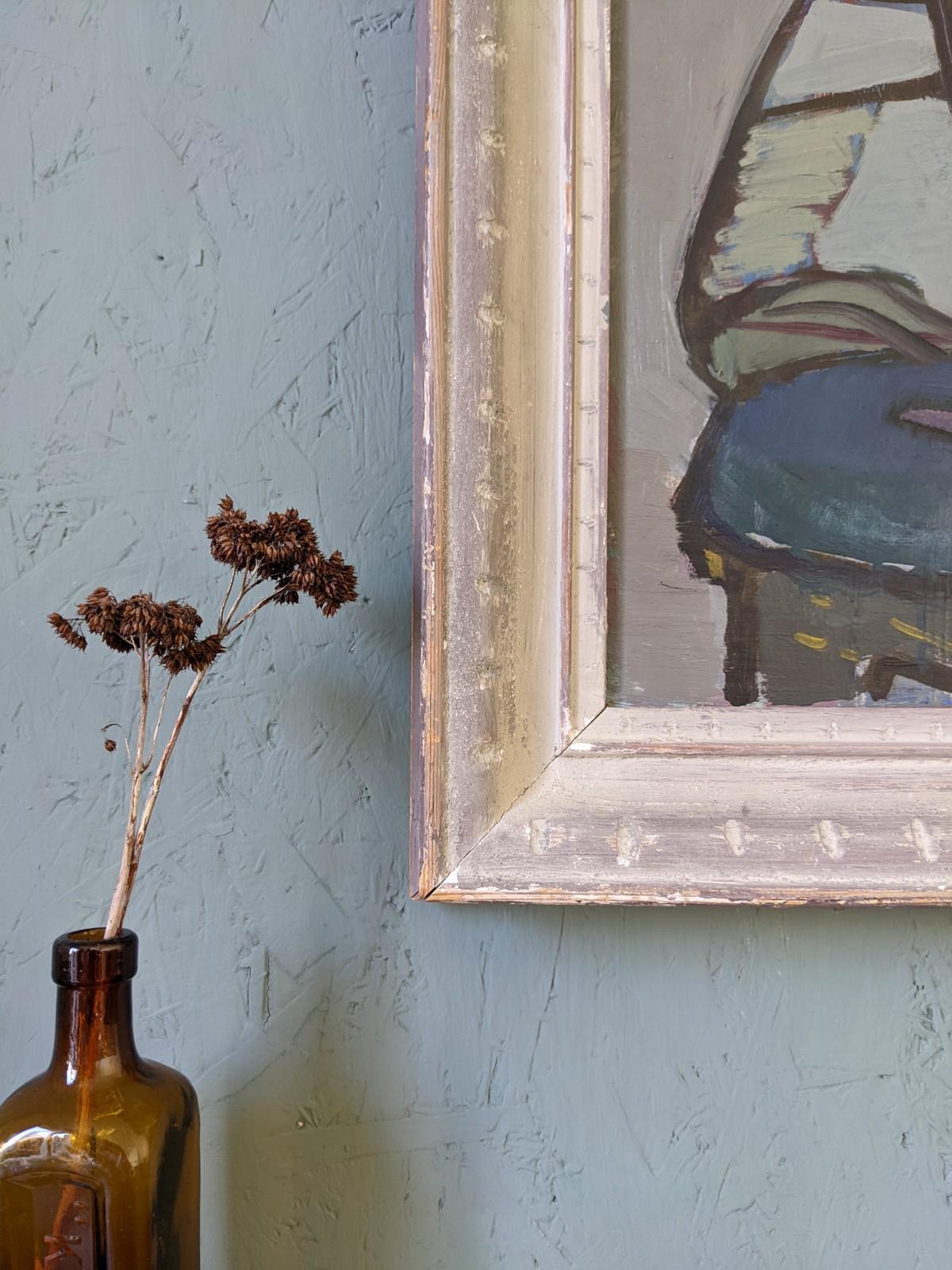 Pittura ad olio di una natura morta svedese della metà del secolo scorso, incorniciata - Teiera e limone 5