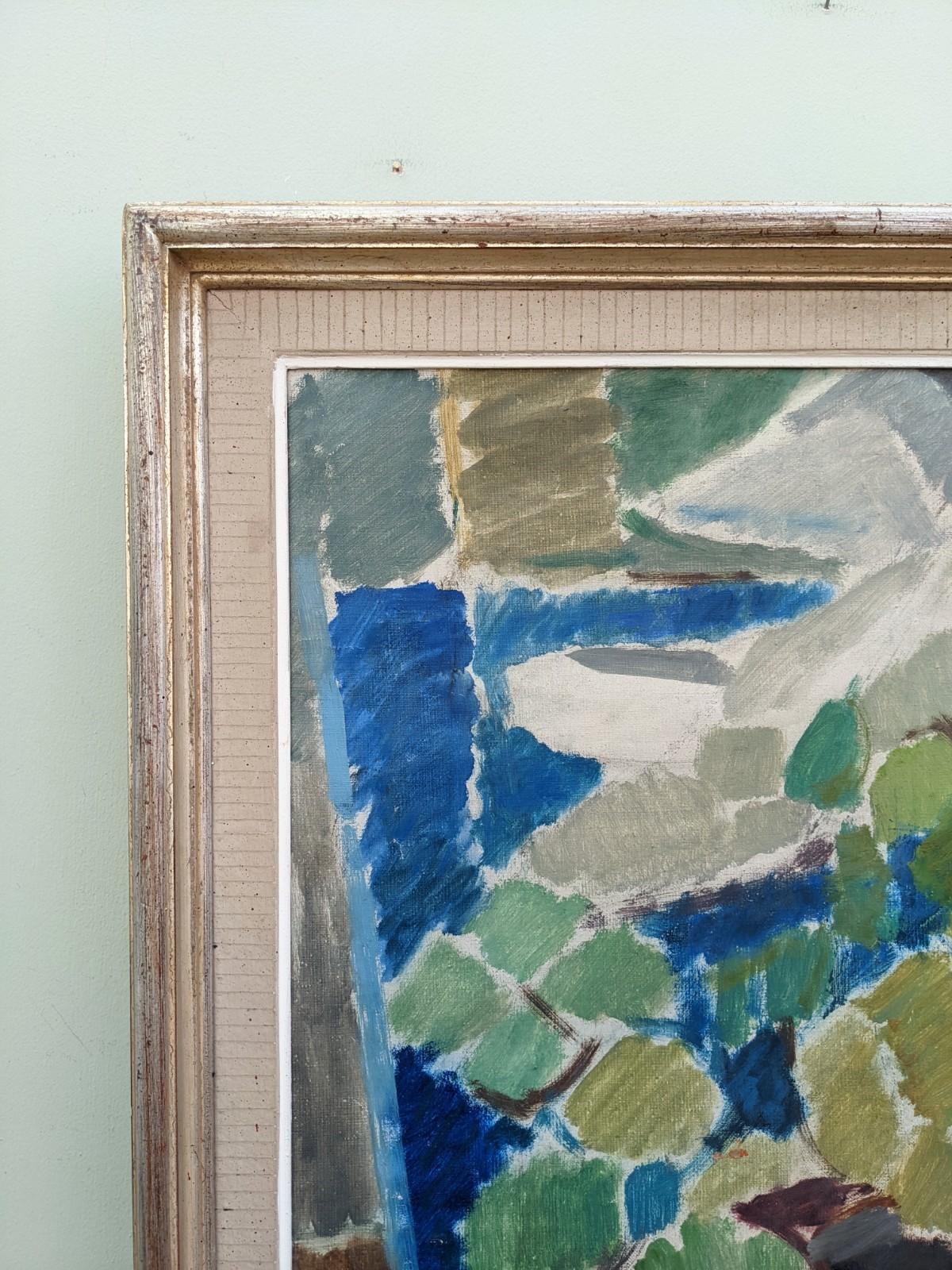 Vintage Mid Century Swedish Still Life Oil Painting, Framed - White Flowers 4