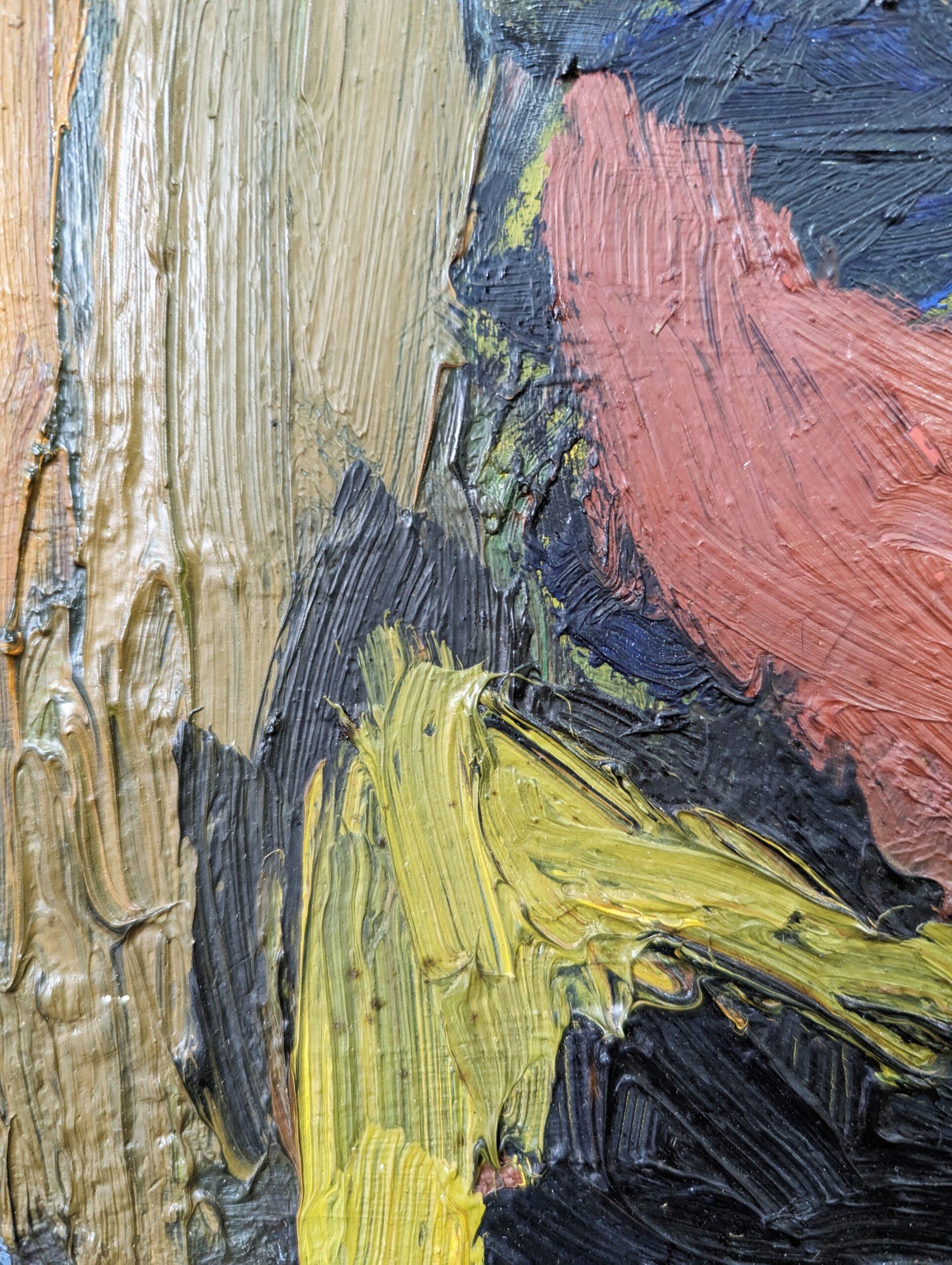 Pittura ad olio figurativa svedese d'epoca della metà del secolo, senza cornice - Affetto 2