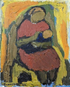 Used Mid-Century Swedish Unframed Figurative Oil Painting - Affection