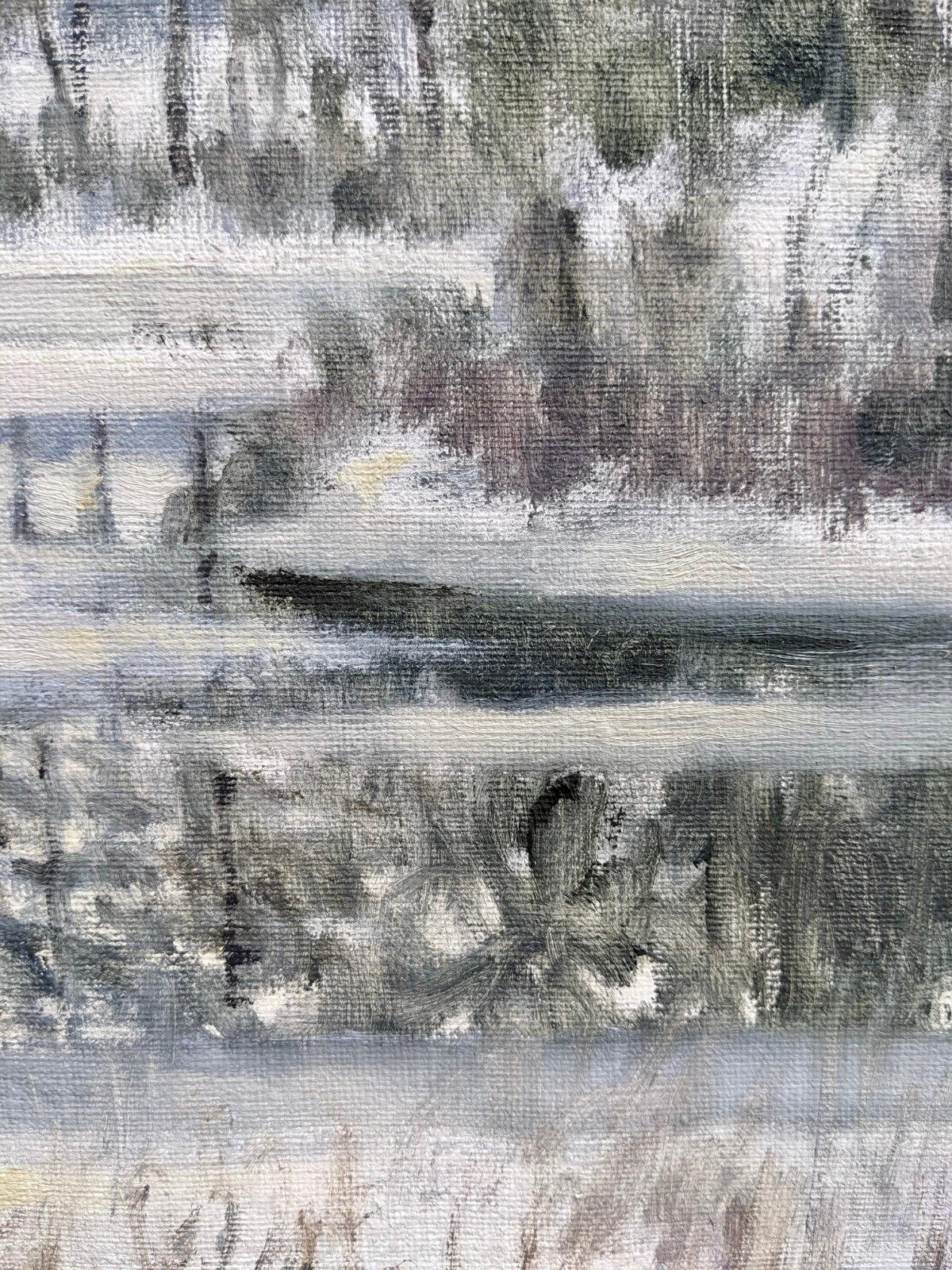 Vintage Mid-Century Winter Landscape Oil Painting - Crisp For Sale 2