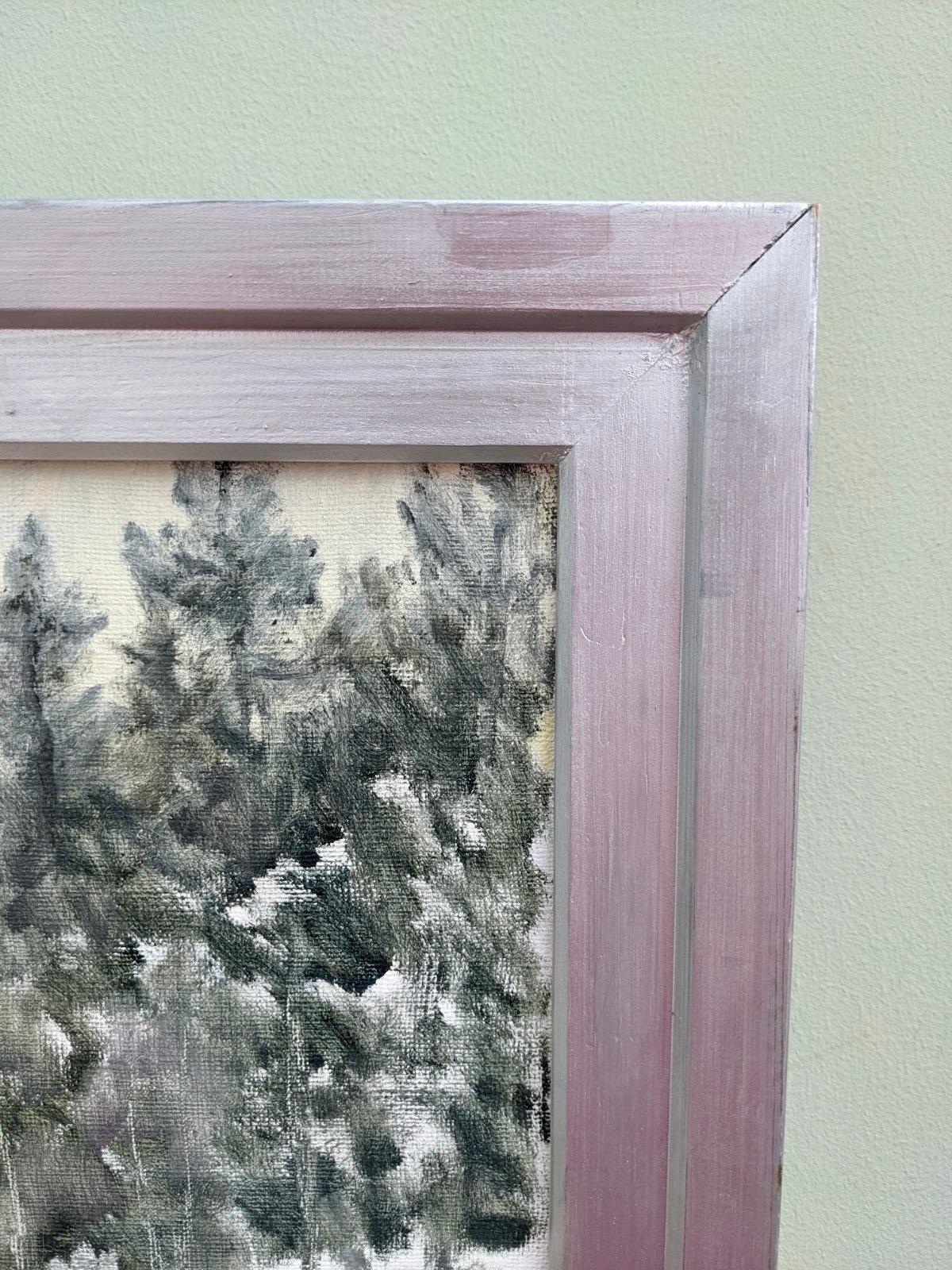 Vintage Mid-Century Winter Landscape Oil Painting - Crisp For Sale 3