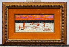 Vintage By Beach Sunset (tramonto sulla spiaggia), pittura ad olio con tonalità vibranti