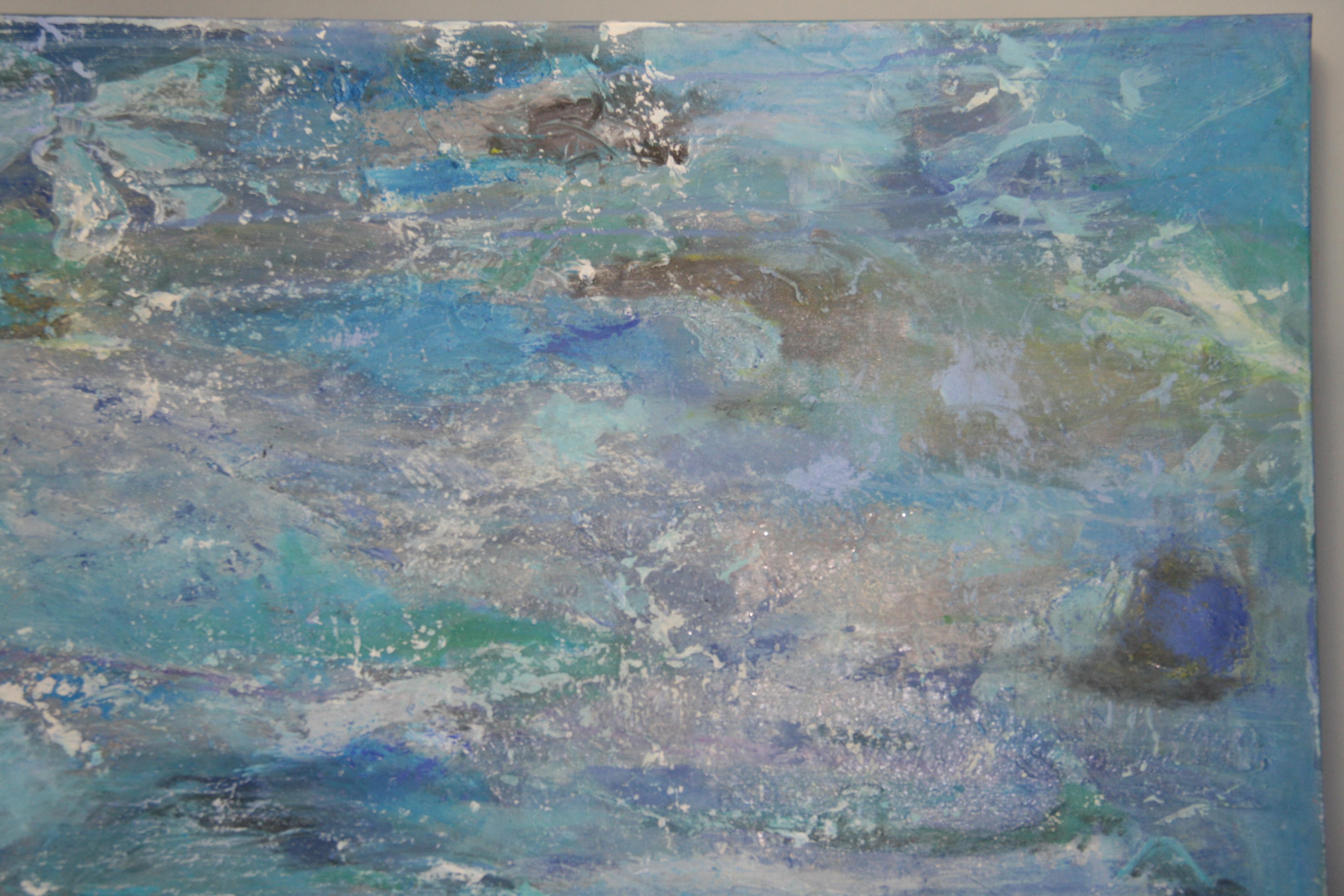 Vintage Modernist Blue Misty Sea de l'artiste italien T.Carillo en vente 1