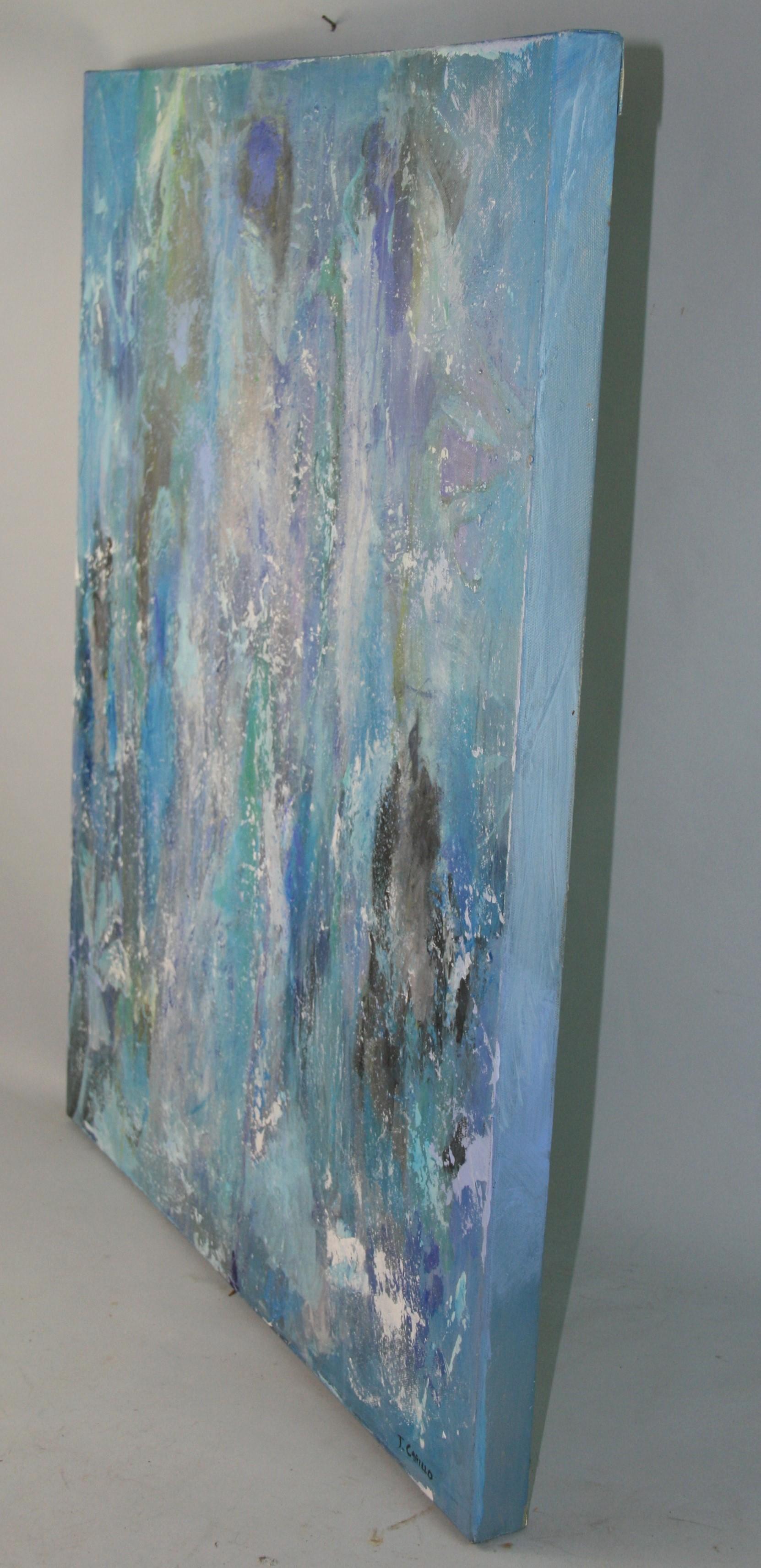 Vintage Modernist Blue Misty Sea de l'artiste italien T.Carillo en vente 3