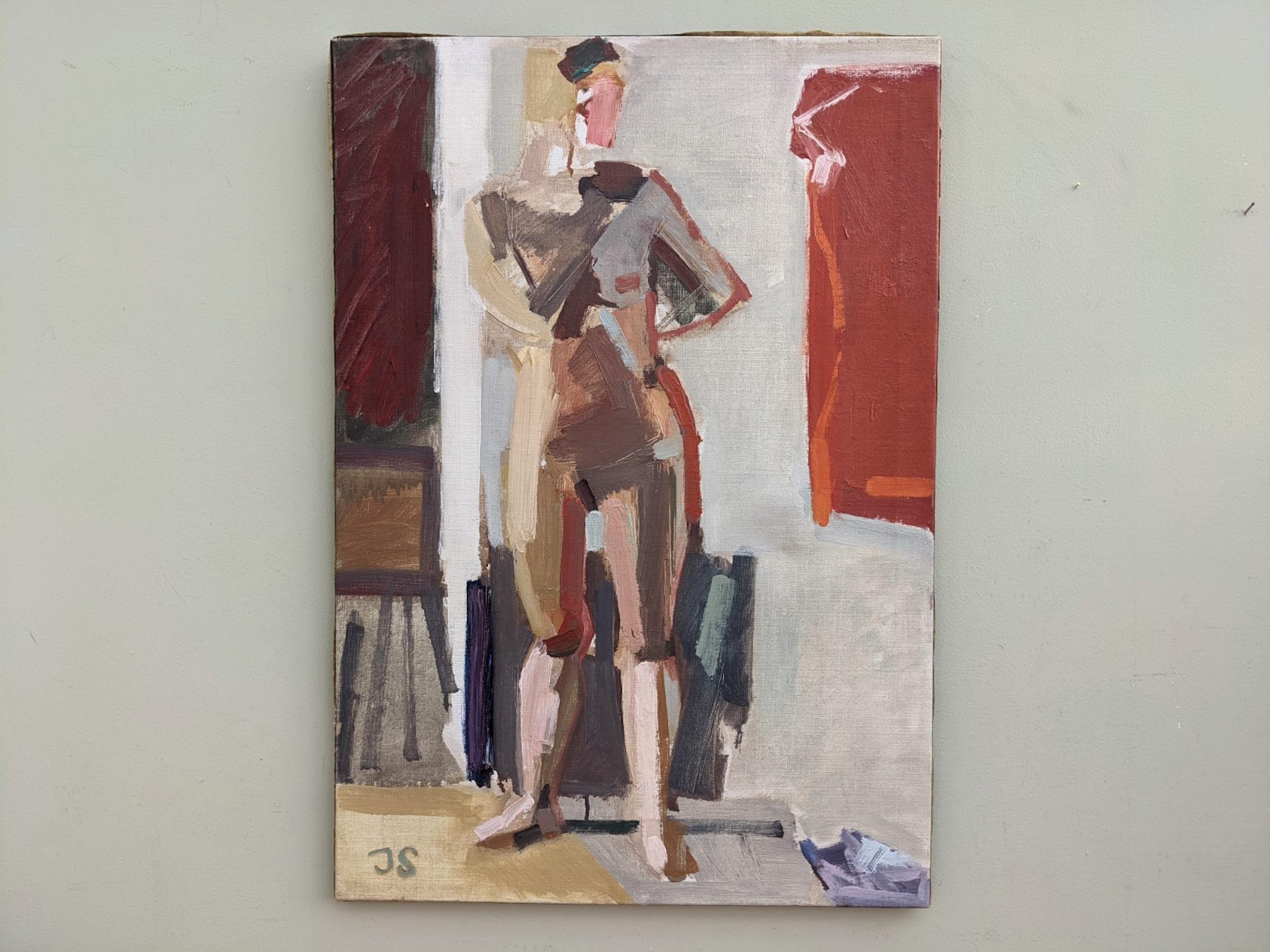 STUDIO NUDE
Size: 68 x 47 cm 
Oil on canvas

An excellently executed mid century nude composition, painted in oil onto canvas.

The artist’s use of colour to create depth and contrast, his expressive and painterly brushwork, and the placement of