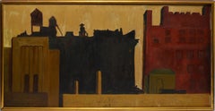 Vintage Modernist New York School WPA Ashcan Cityscape Oil Painting