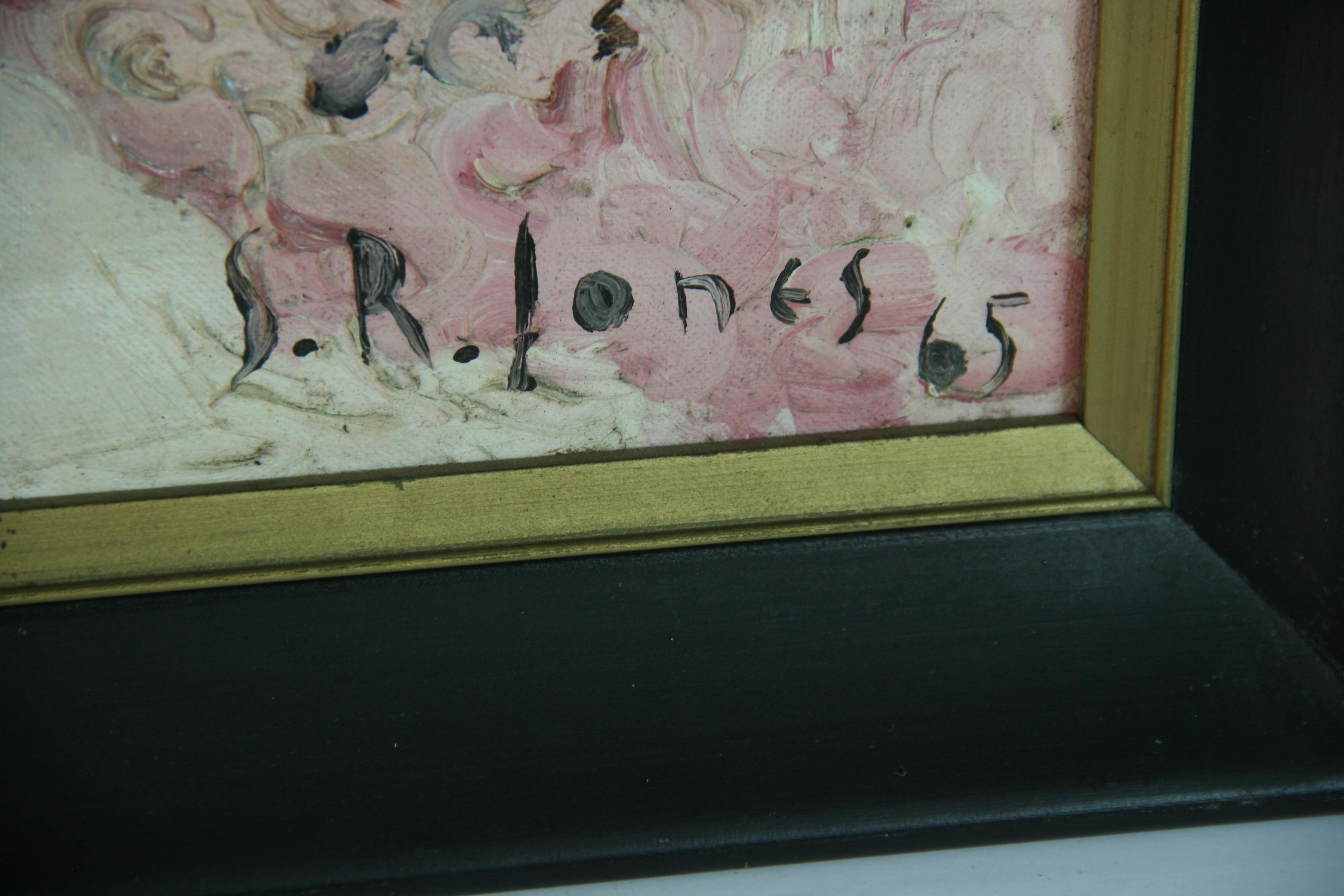 5210 Impressionistisches Ölgemälde eines blauäugigen jungen Mädchens, das durch das Fenster blickt
die Blumen
Gerahmt  unterzeichnet Susy Jones 1965
Bildgröße 19.5x15.5