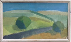 Vintage Modernist Style Framed Abstract Landscape Oil Painting - Expanse