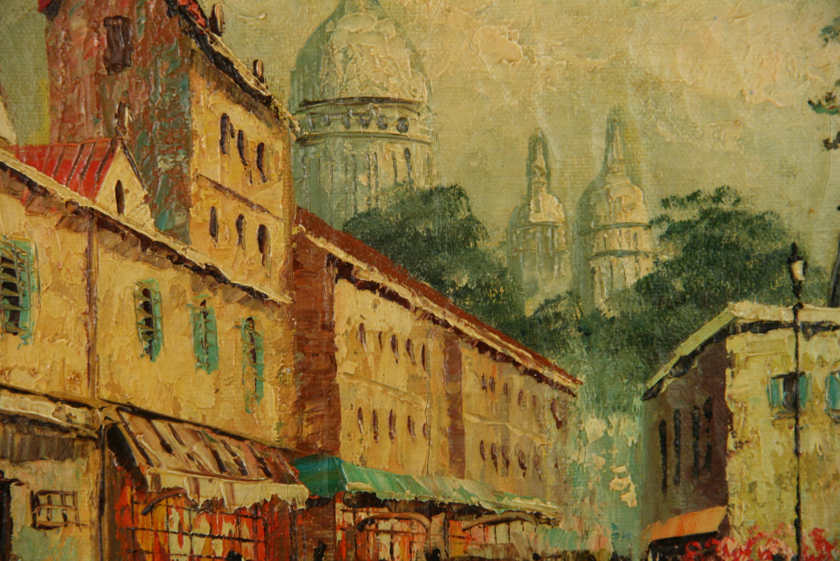 6011  Olio su tela  le strade di Parigi in una cornice di legno vintage
Dimensioni dell'immagine 9,5x8