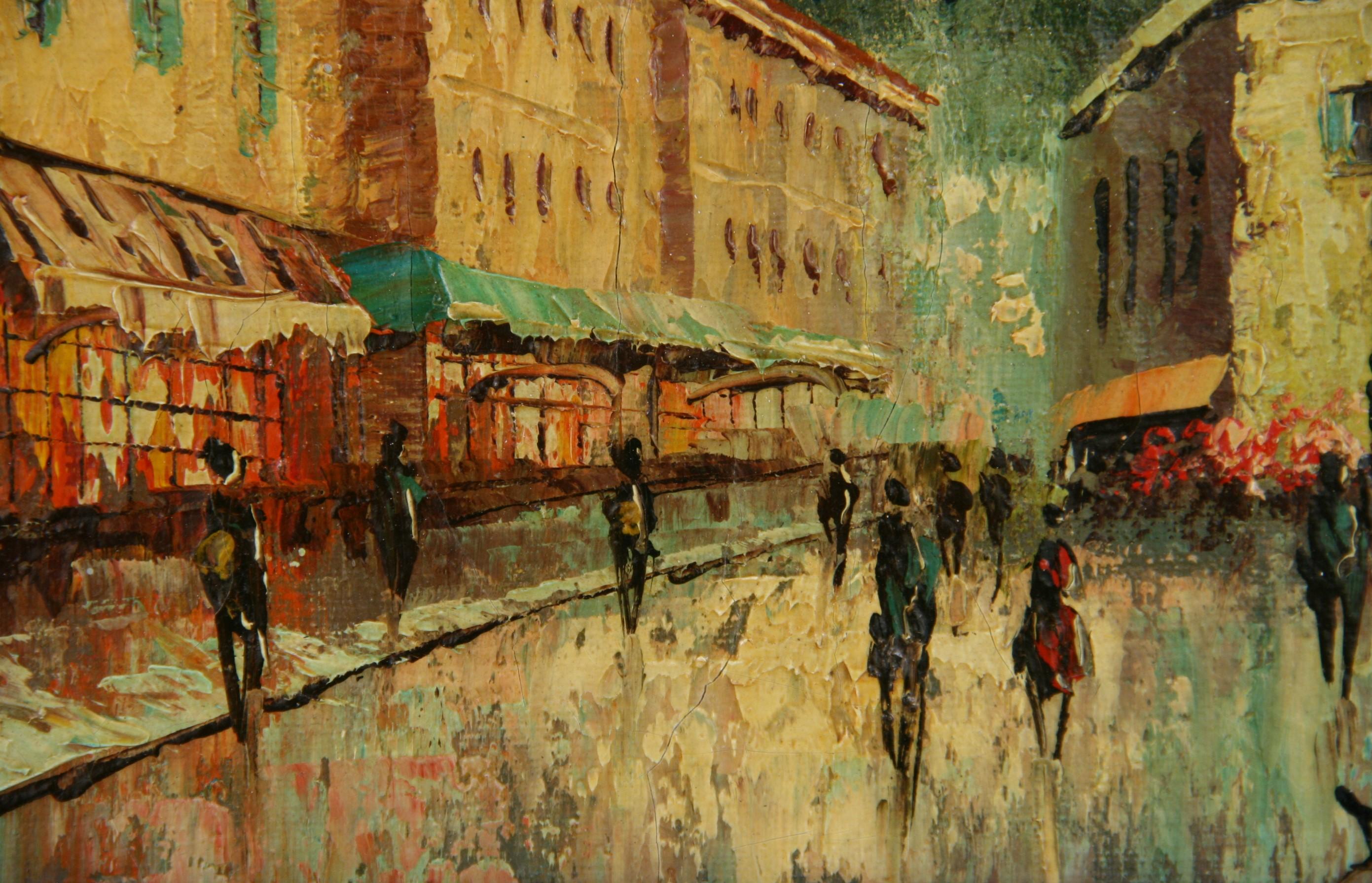 Vintage Montmartre Parigi Impressionista  Paesaggio ad olio anni '50 in vendita 1