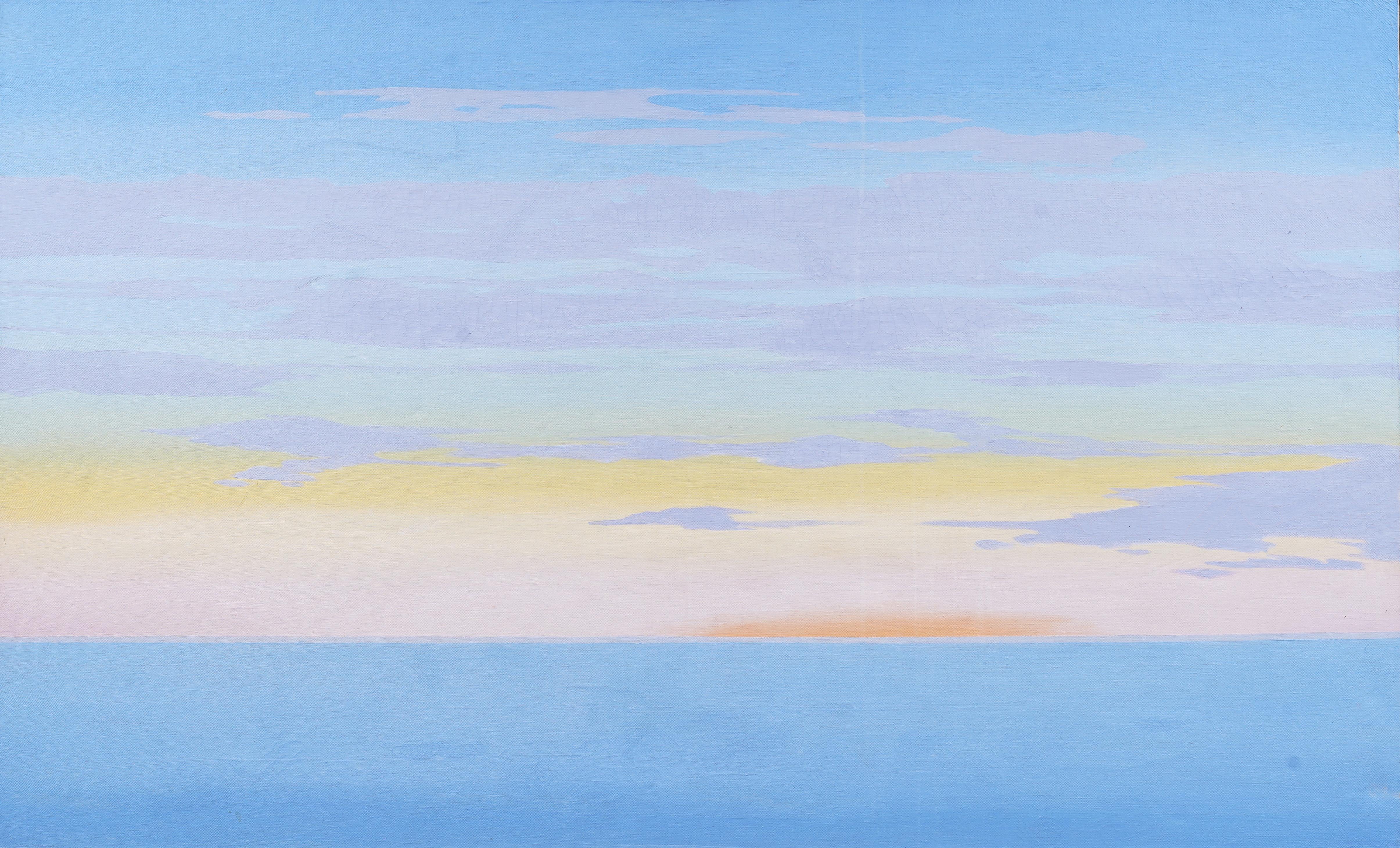 Vintage Monumental Atmospheric Summer Beach Sunset Framed Modern Oil Painting For Sale 1