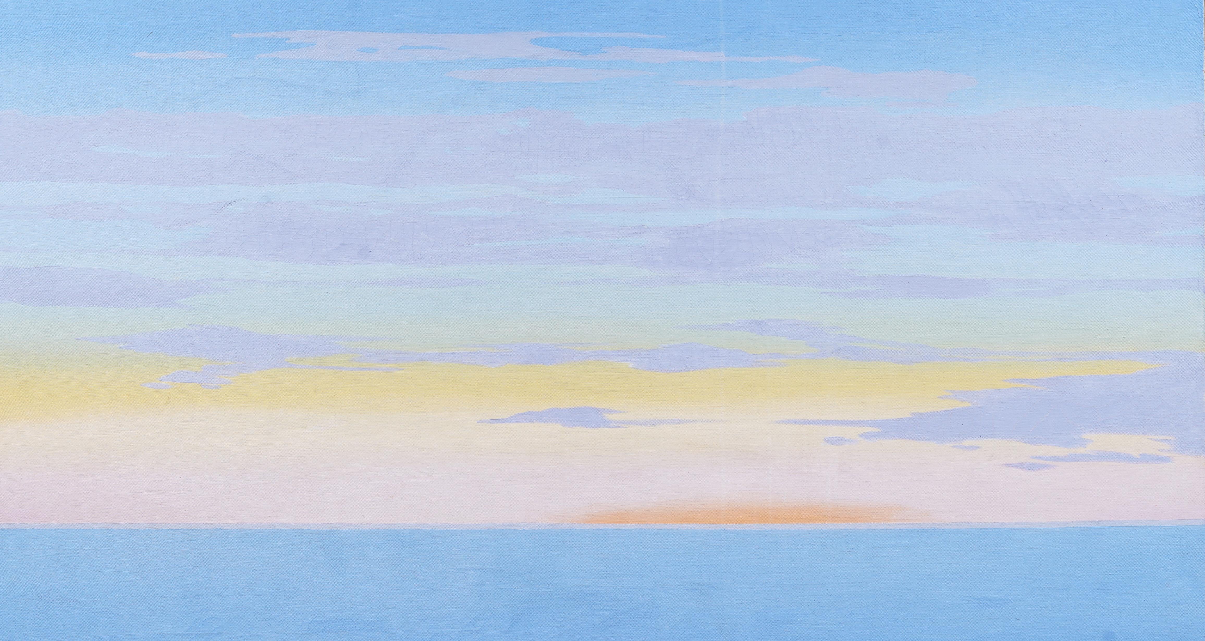 Vintage Monumental Atmospheric Summer Beach Sunset Framed Modern Oil Painting For Sale 2