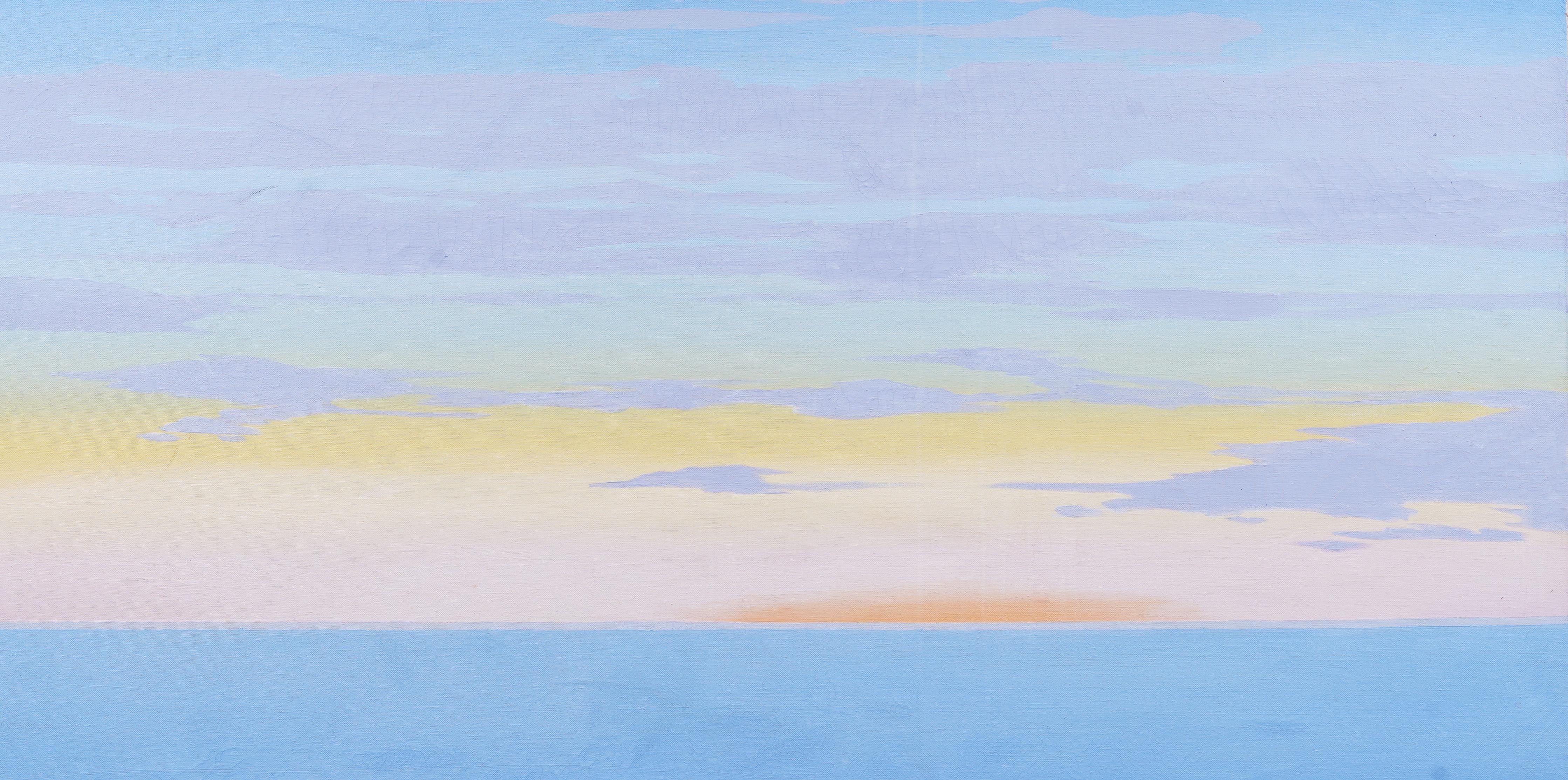 Vintage Monumental Atmospheric Summer Beach Sunset Framed Modern Oil Painting For Sale 3