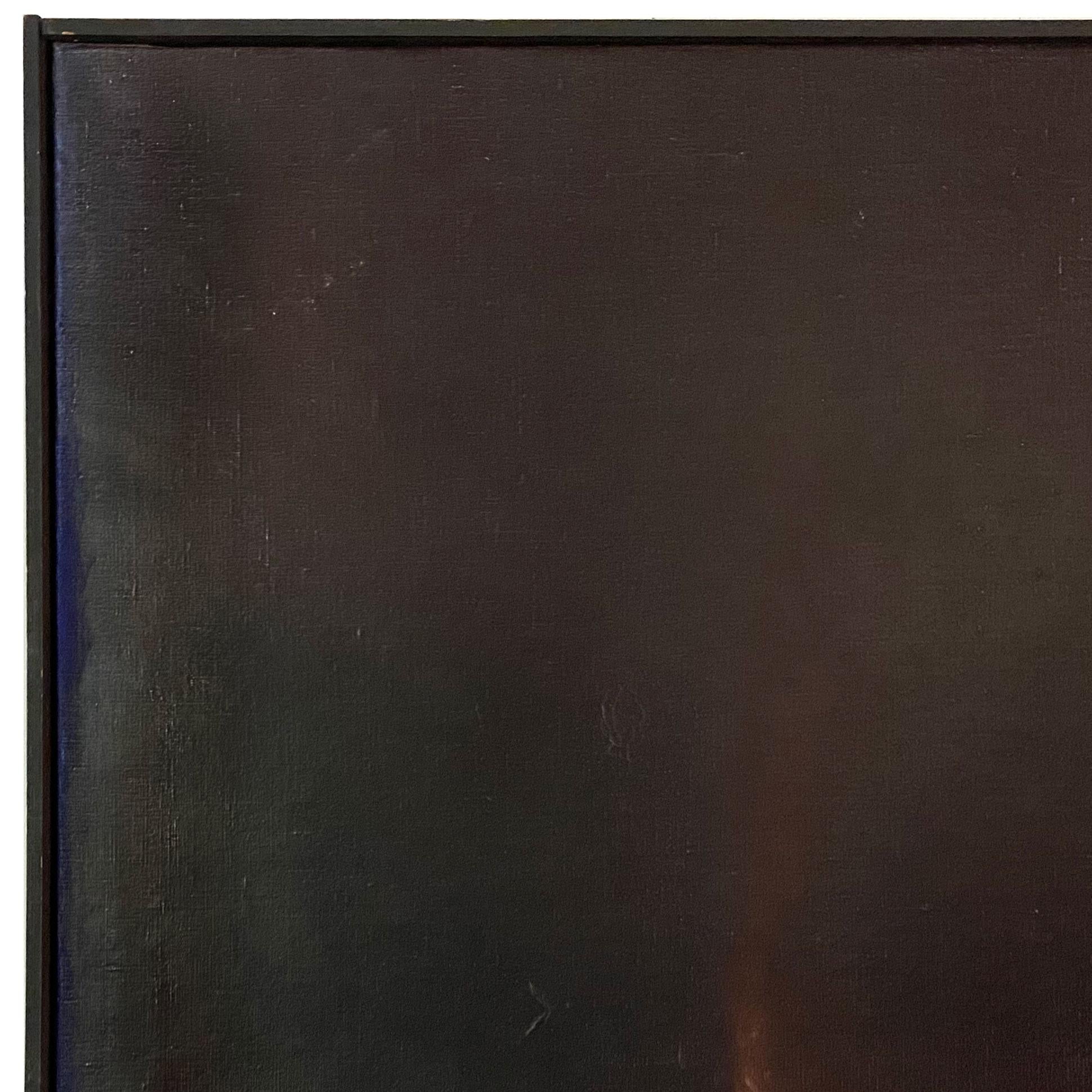 Vintage Moody Black Oil on Linen Colorfield Painting  2