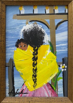 Vintage Mother and Child at an Altar Original Oil Painting Style of Degrazia