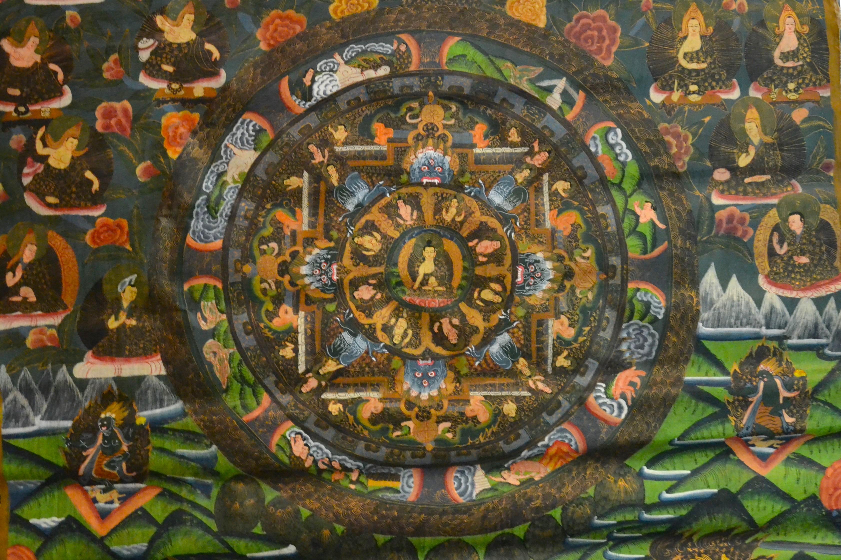 Thangka nepalí vintage - Principios del siglo XX en venta 1